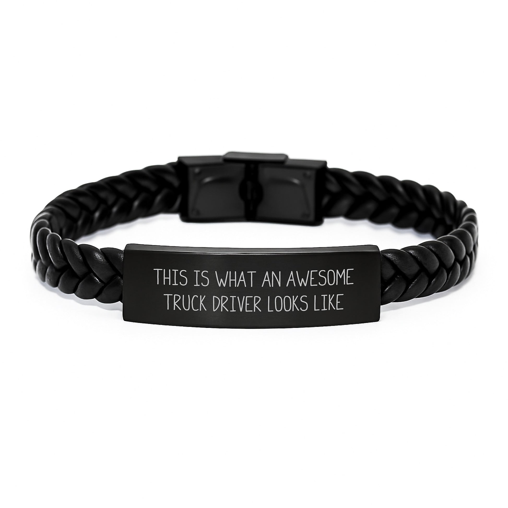 Truck Driver Gifts from Friends, Interlaced Leather Birthday Unique Gifts for Awesome Truckers, 'This Is What An Awesome Truck Driver Looks Like' Quote, Men's Accessories - Image 1