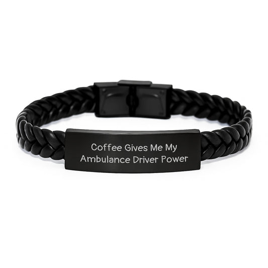 Ambulance Driver Gifts: Funny Quote Interlaced Leather Bracelet for Ambulance Driver Men, Gifts from Friends to Ambulance Driver, Ambulance Driver Power on Graduation Unique Gifts - Image 1
