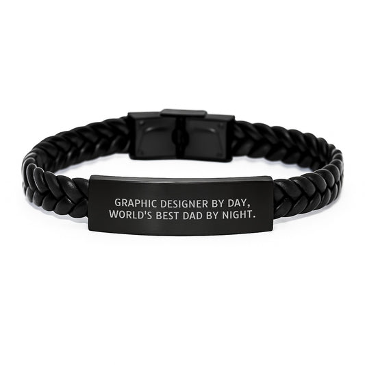 Graphic Designer Gifts, Funny Quote Inspirational Interlaced Leather Bracelet for Men, Gifts from Dad to Son, Birthday Unique Presents for Him - Image 1