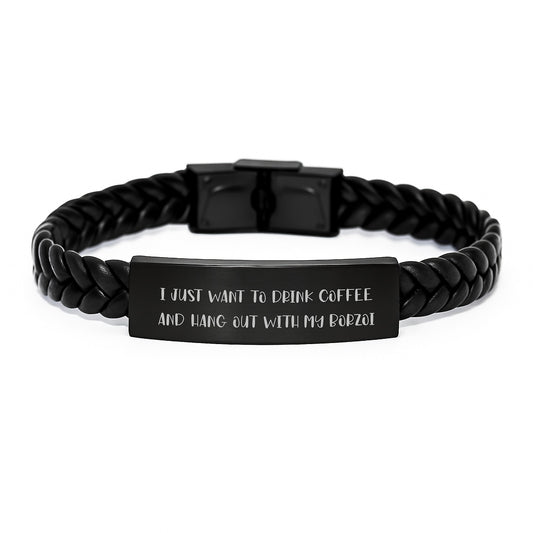 Funny Borzoi Dog Gifts, Birthday Unique Interlaced Leather Bracelets for Women, Men, Friends, Family, Gifts from Men, Gifts for Borzoi Dog Lovers - Image 1