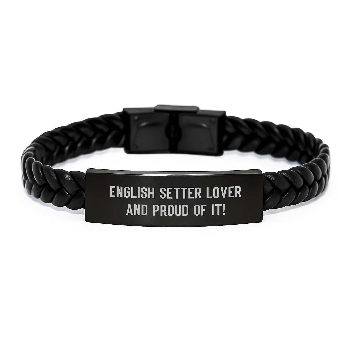 English Setter Dog Lovers Gifts from Friends Birthday Unique Interlaced Leather Bracelet Quote 'English Setter Lover And Proud Of It!' for English Setter Dog - Image 1