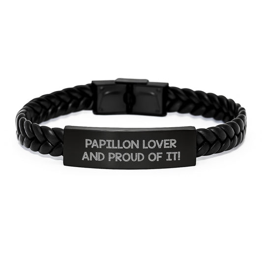 Papillon Dog Lovers Unique Interlaced Leather Birthdays Gifts from Friends to Family - 'Papillon Lover And Proud Of It!' - Image 1