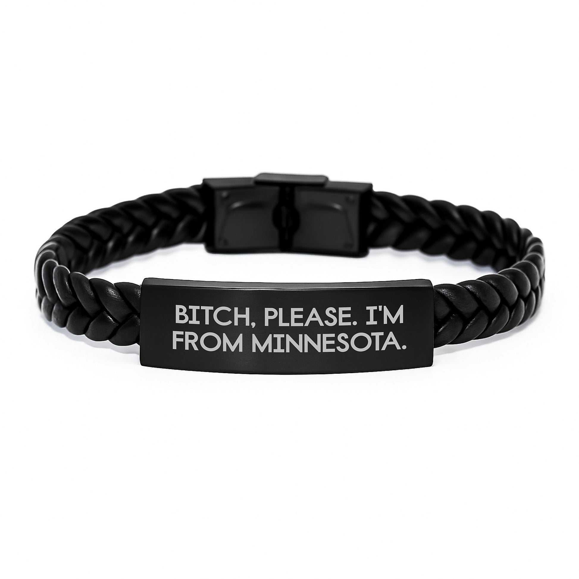 Minnesota Interlaced Leather Bracelet, Funny Quote, Birthday Unique Gift for Men or Women, Gifts from Friends, Family, or Coworkers - Image 1