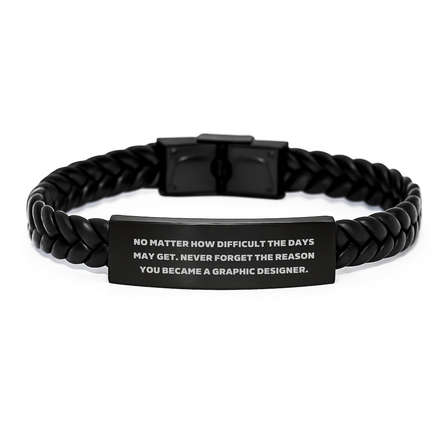 Inspiring Graphic Designer Gifts - Interlaced Leather Bracelet from Friends, Coworkers, Family - 'No Matter How Difficult The Days May Get.', Graphic Designer, Birthday Unique Gift - Image 1