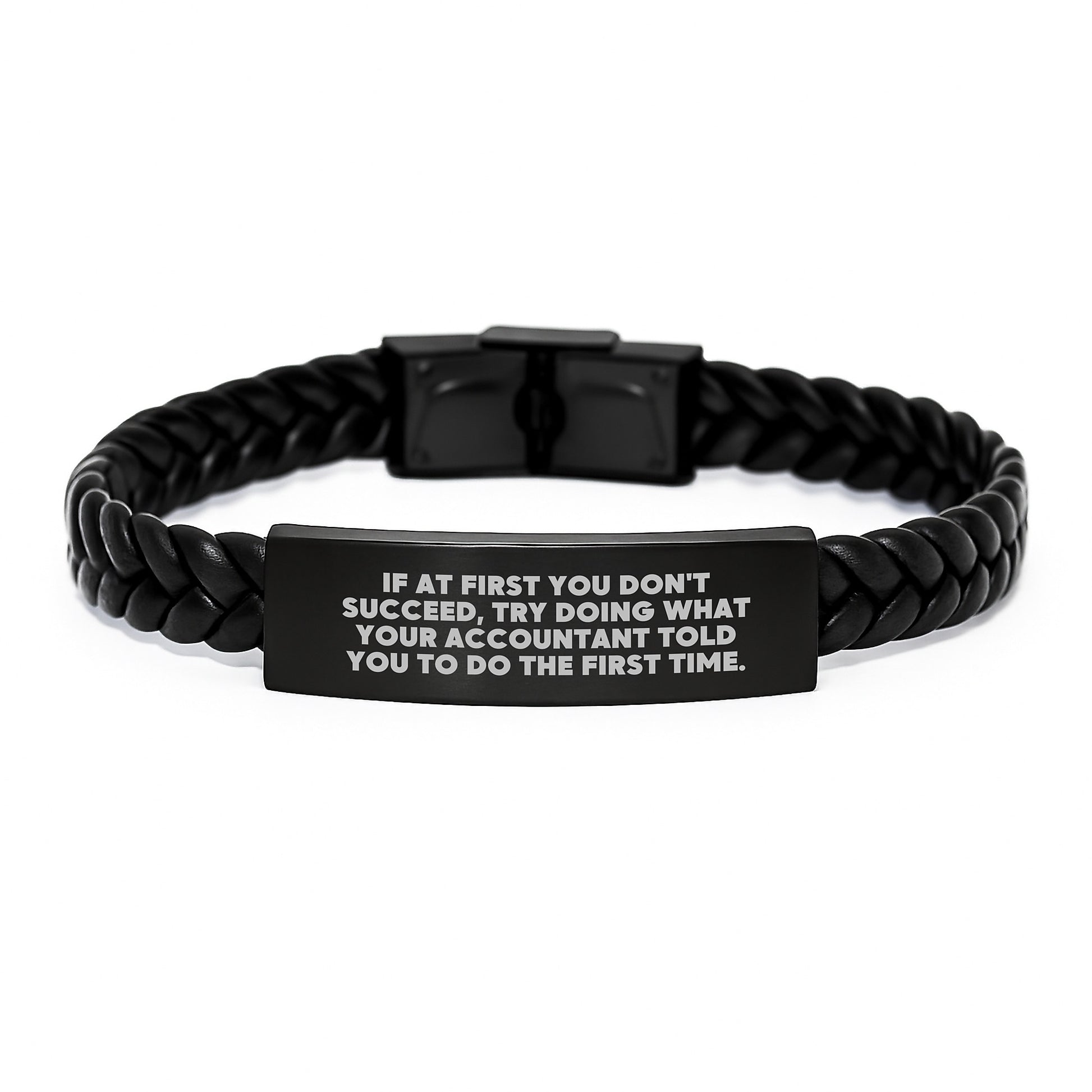 Accountant Humor Interlaced Leather Bracelet, Funny Quote Gift for Men, Gifts from Friends, Unique Birthday Unique Gifts for Accountant, Stainless Steel and PU Leather - Image 1