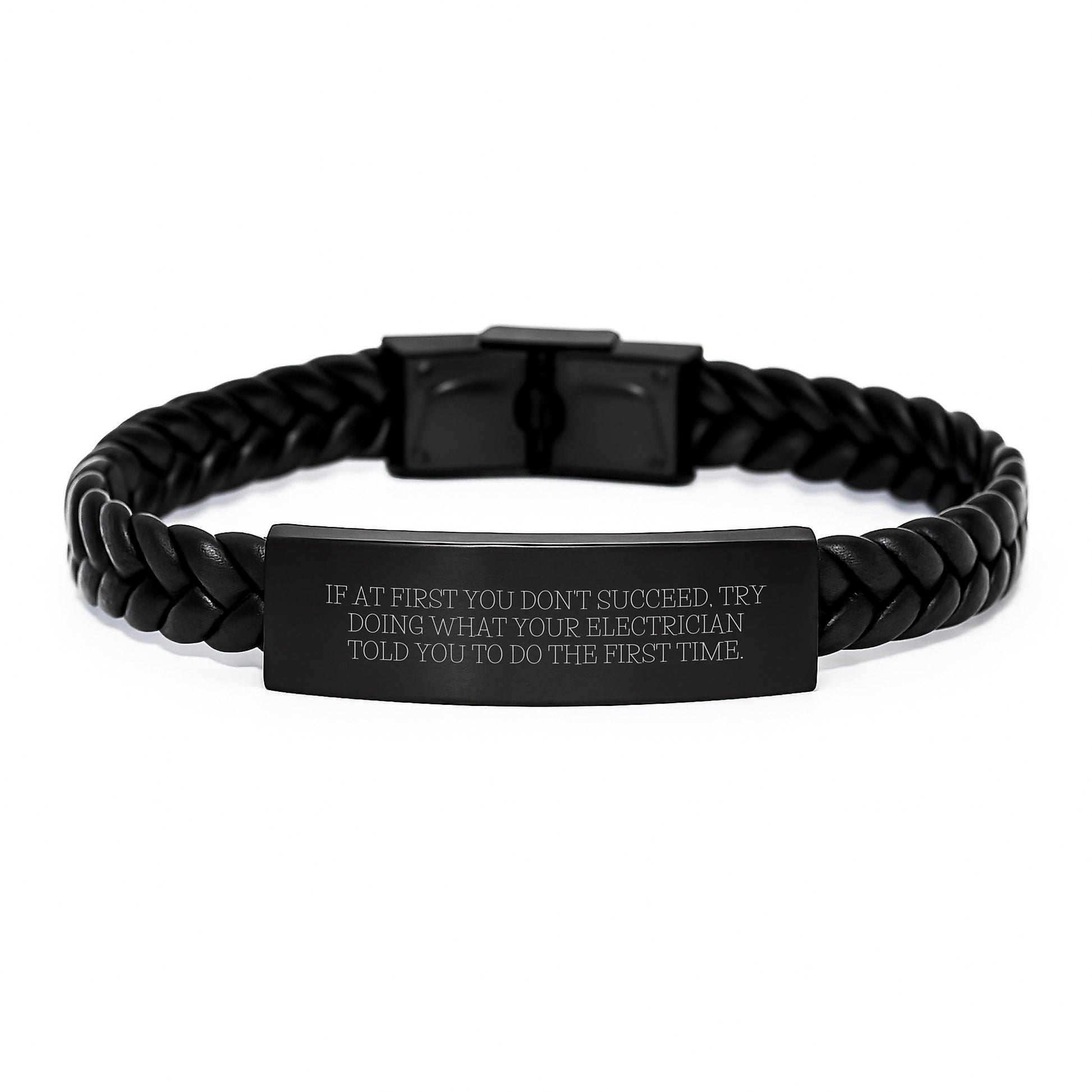 Electrician Humor Gifts from Friends and Family, Funny Quote Interlaced Leather Bracelet, Birthday Unique Gifts for Electrician, Men, Women, and Friends - Image 1