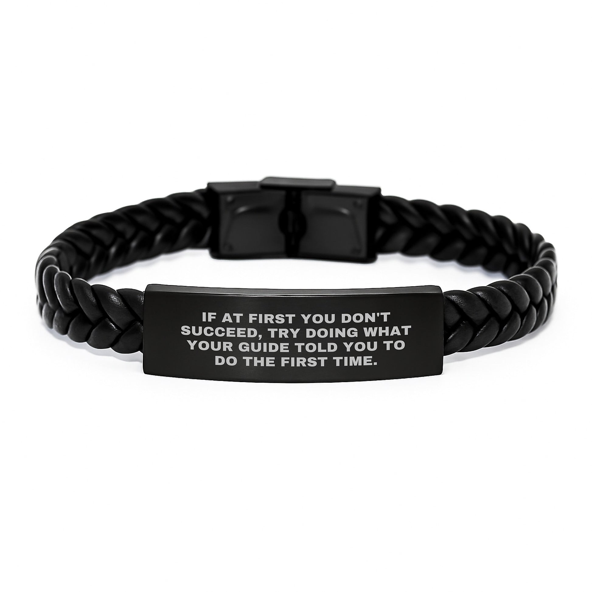 Guide's Wisdom Interlaced Leather Birthday Unique Gifts from Friends to Guide's Men, Funny Quote Inspired, 7.87'' Long, Stainless Steel and PU Leather Combination, Durable and Versatile - Image 1