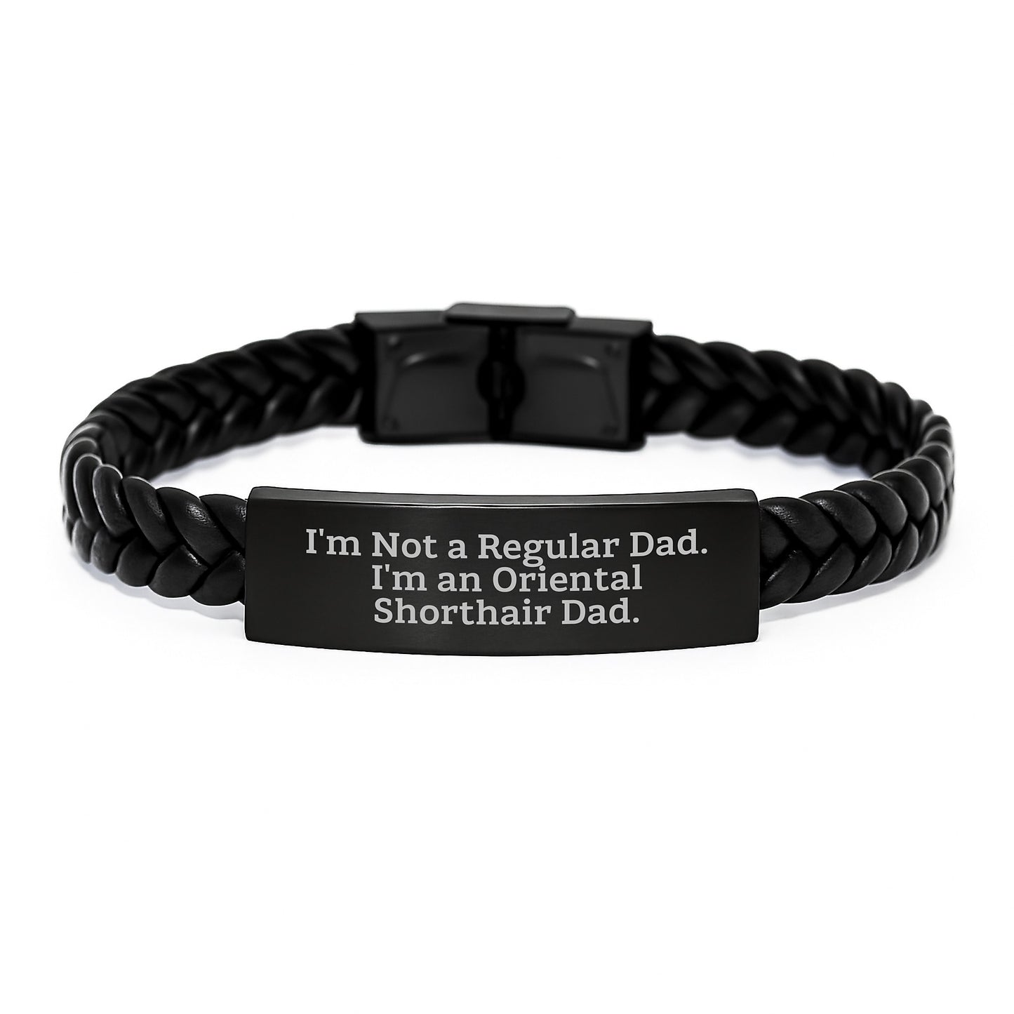 Funny Oriental Shorthair Cat Dad Interlaced Leather Graduation Gift from Men to Oriental Shorthair Cat - Image 1