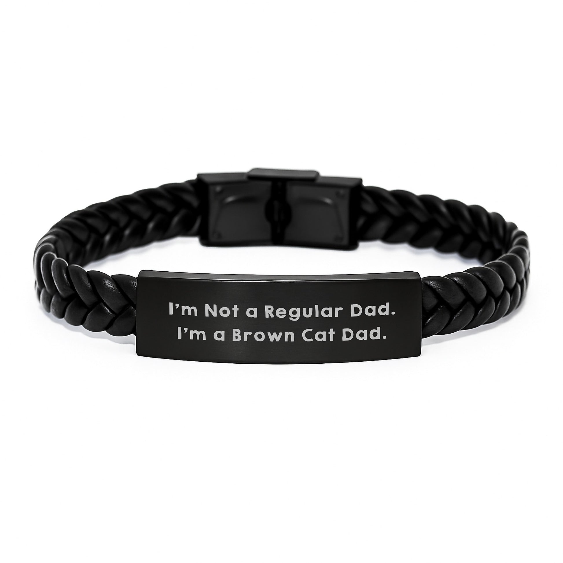 Funny Brown Cat Dad Gifts for Men, Interlaced Leather Bracelet, 7.87 inches, Graduation Unique Gifts from Dad, Perfect for Brown Cat Lovers - Image 1
