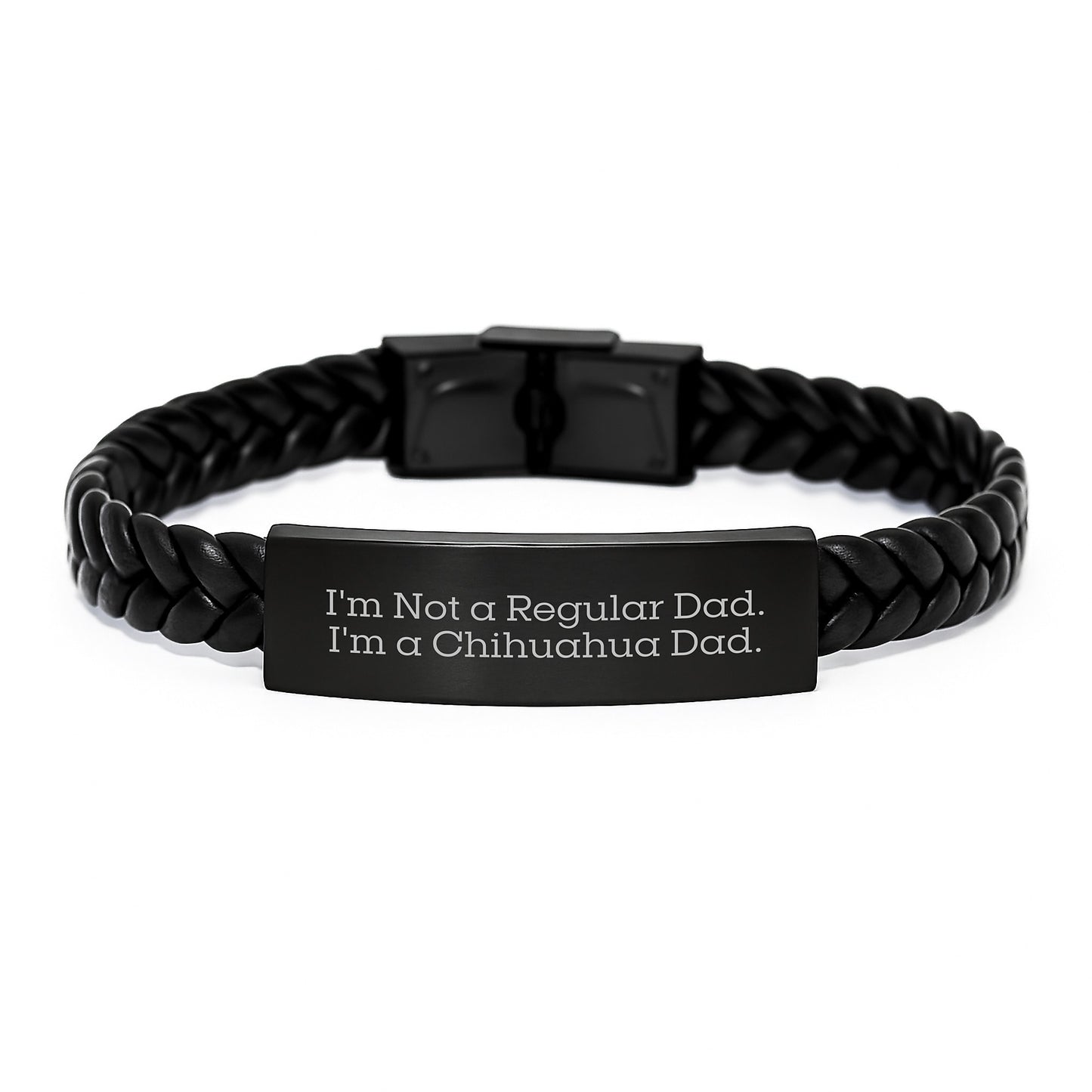 Chihuahua Dog Lover's Funny Quote Interlaced Leather Bracelet, Gifts from Men to Chihuahua Dog Owners, Gifts for Chihuahua Dad, Unique Graduation Gifts for Him - Image 1