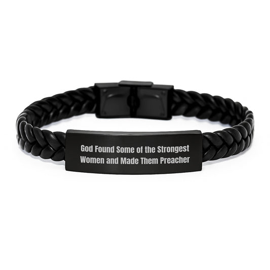 Funny Preacher Gifts from Men - Inspirational Interlaced Leather Bracelet for Strong Women Graduation Unique Gifts - Image 1