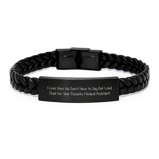 Medical Assistant Gifts, Funny Quote Interlaced Leather Bracelet, Gifts from Friends for Medical Assistant, Birthdays, Unique Presents - Image 1