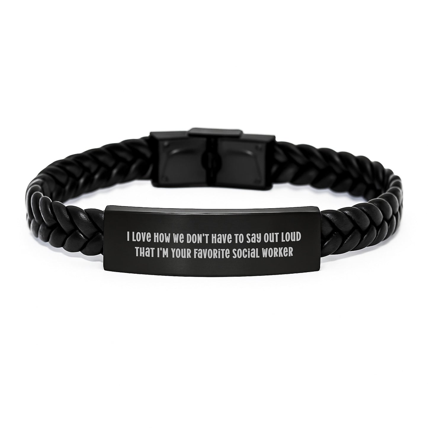 Social Worker Inspirational Interlaced Leather Bracelet, Gifts from Friends to Favorite Social Worker, Funny Quote, Graduation Unique Gifts - Image 1