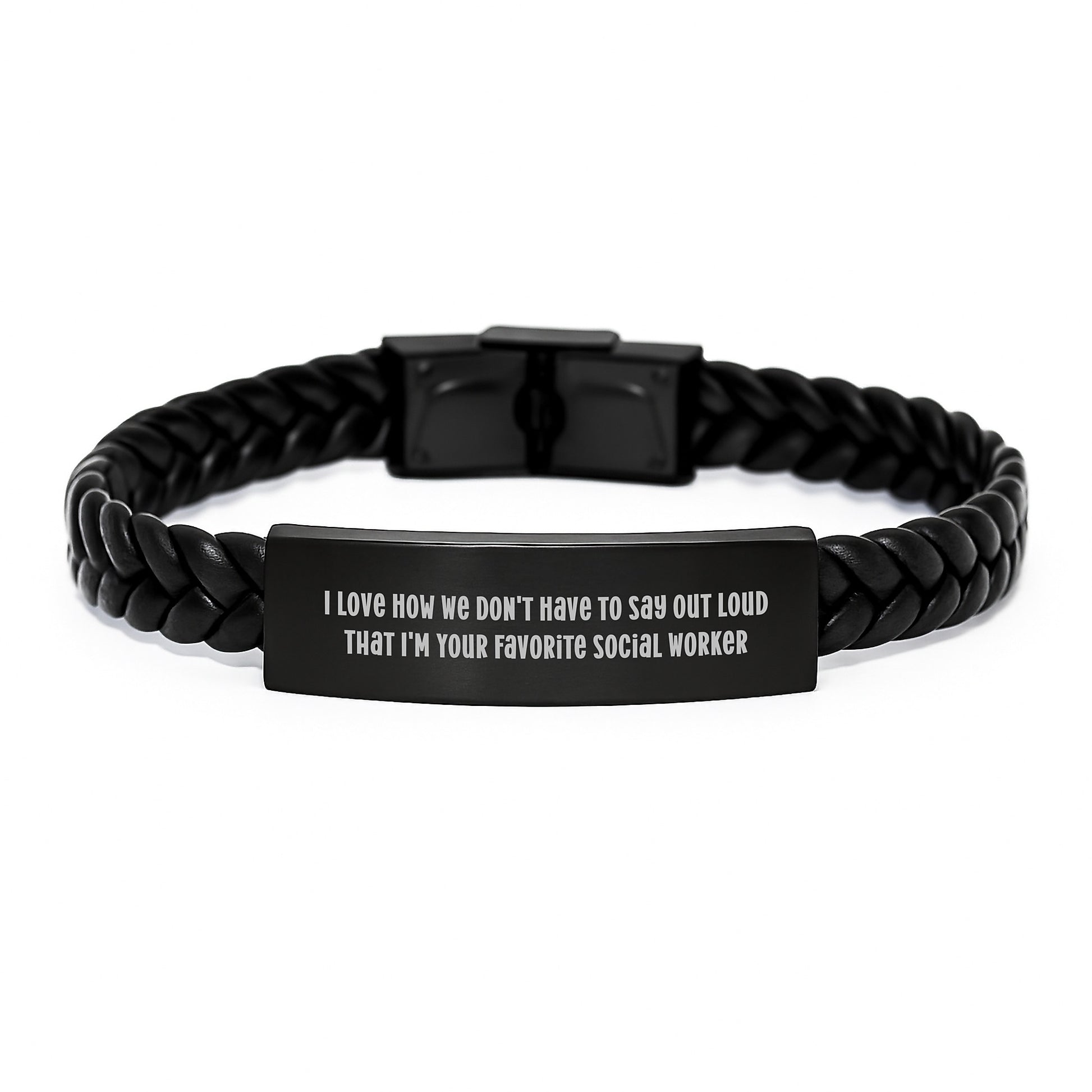 Social Worker Inspirational Interlaced Leather Bracelet, Gifts from Friends to Favorite Social Worker, Funny Quote, Graduation Unique Gifts - Image 1
