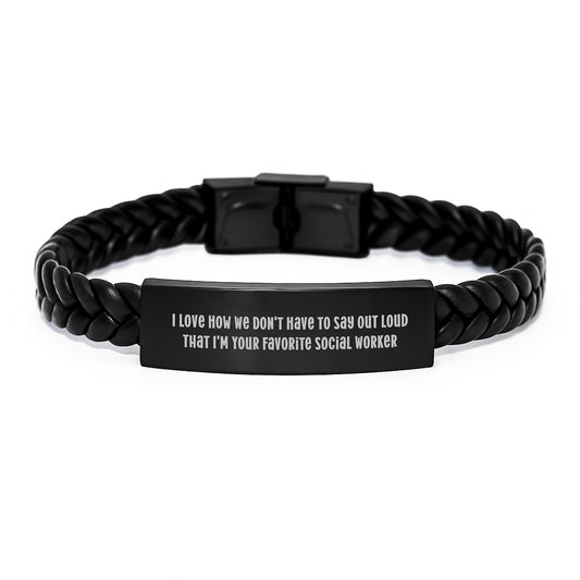 Social Worker Inspirational Interlaced Leather Bracelet, Gifts from Friends to Favorite Social Worker, Funny Quote, Graduation Unique Gifts - Image 1