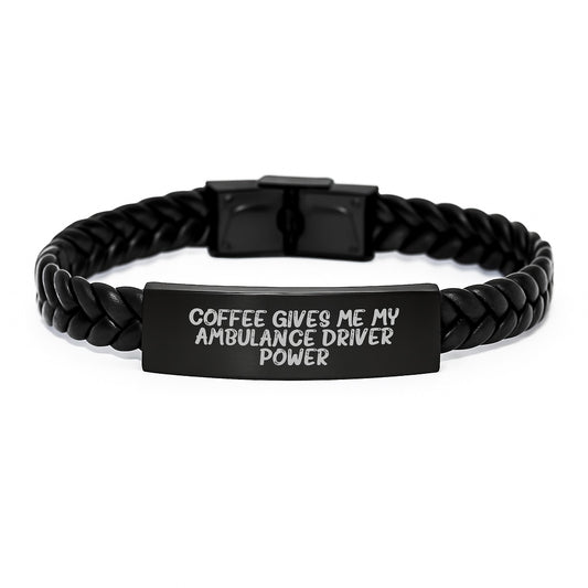 Ambulance Driver Gifts from Friends for Ambulance Driver Ambulance Driver Power, Interlaced Leather Bracelet, Graduation Unique Gifts - Image 1