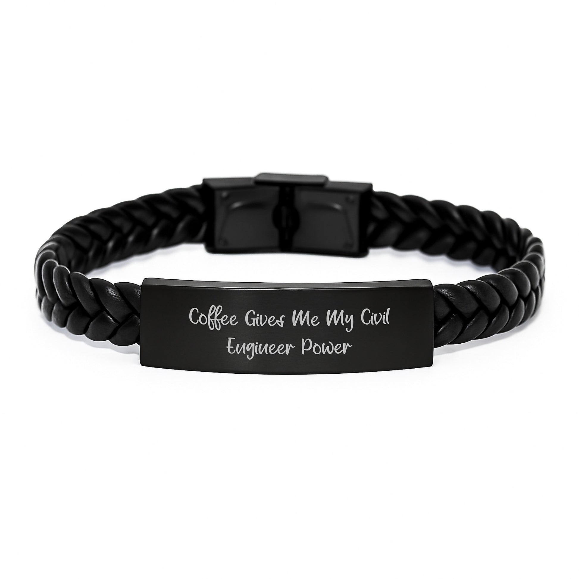 Civil Engineer Power Wristwear, Interlaced Leather Bracelet Gifts for Men, from Family, Friends, Coworkers, Graduation Unique Presents - Image 1