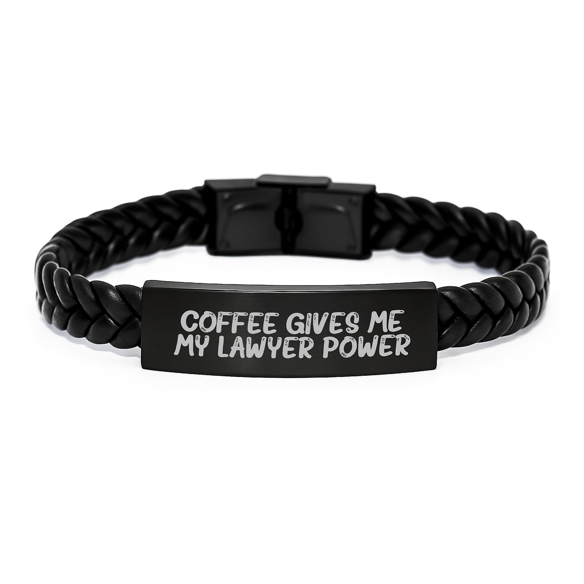 Funny Lawyer Gifts, Coffee Gives Me My Lawyer Power, Interlaced Leather Birthday Unique Gift for Men, Women, Friends, Coworkers, Family - Image 1