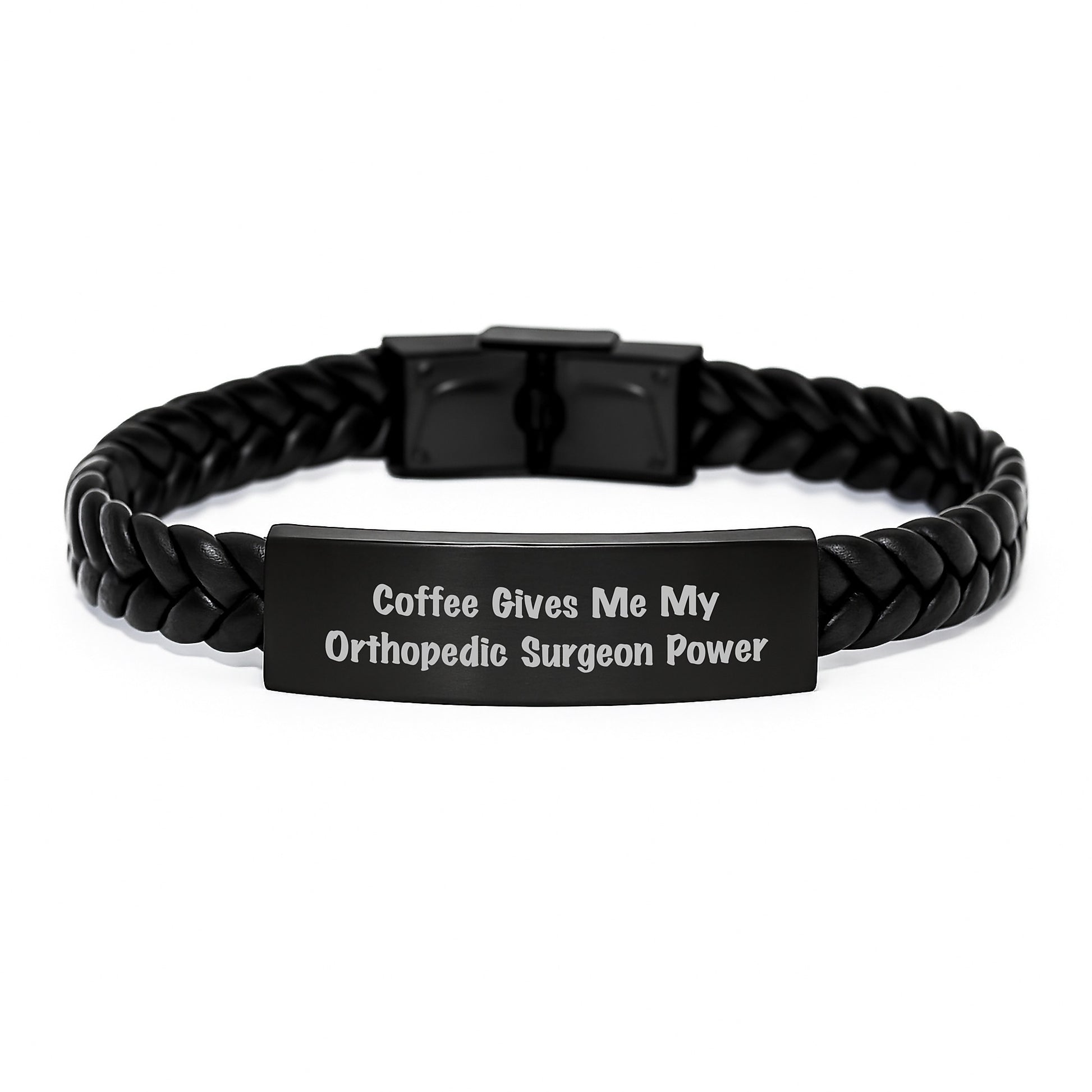 Orthopedic Surgeon Gifts from Friends - Coffee Fuels My Orthopedic Surgeon Power Interlaced Leather Bracelet, Birthday Unique Gifts for Men - Image 1