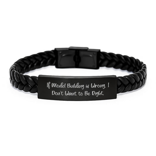 Model Building Enthusiasts Gifts from Family to Model Building Friends - Funny Quote Interlaced Leather Bracelet, Graduation Unique Gifts for Men, Women, Coworkers, Friends - Image 1