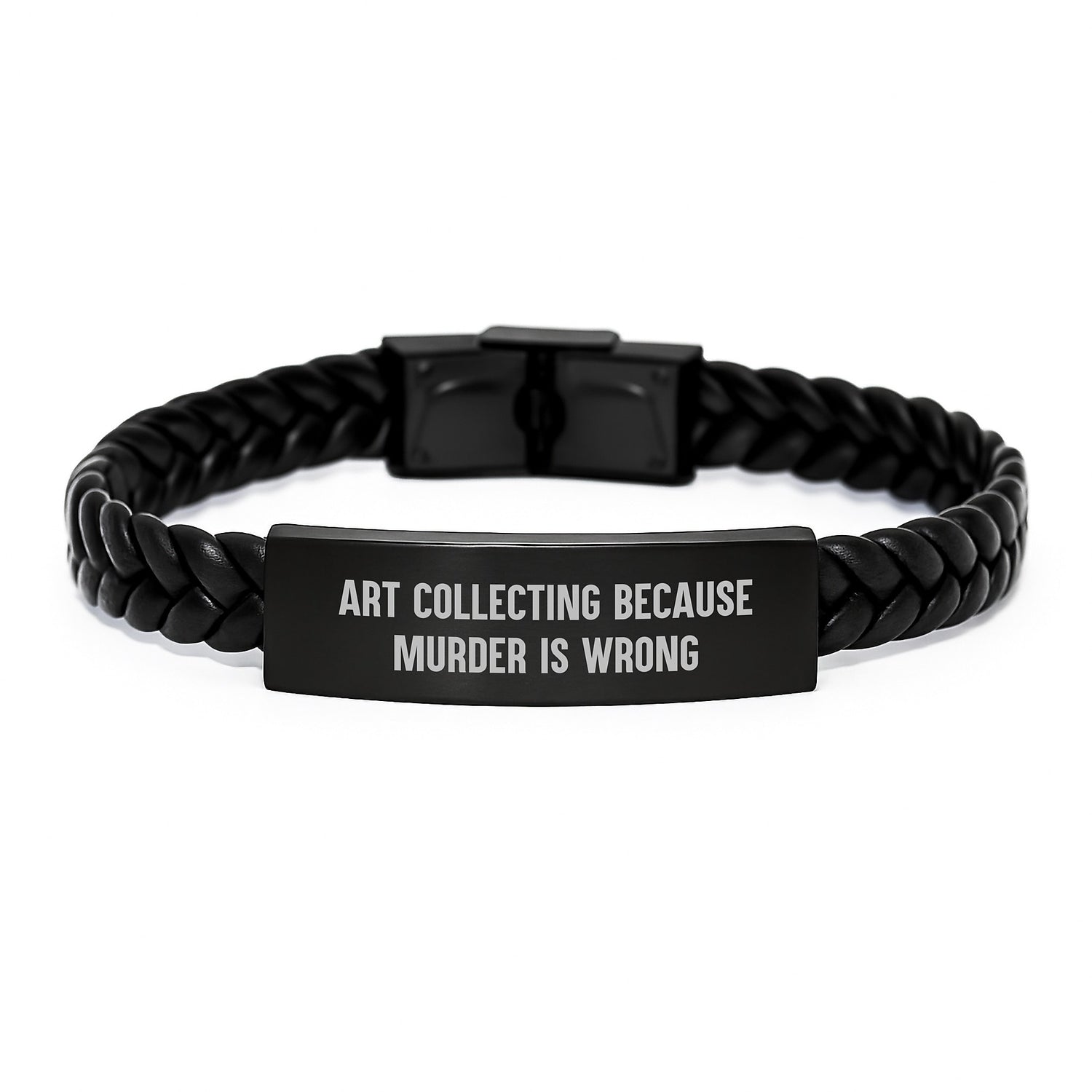 Art Collecting Funny Interlaced Leather Bracelets Gifts from Friends for Birthday, Art Collecting Because Murder Is Wrong - Image 1
