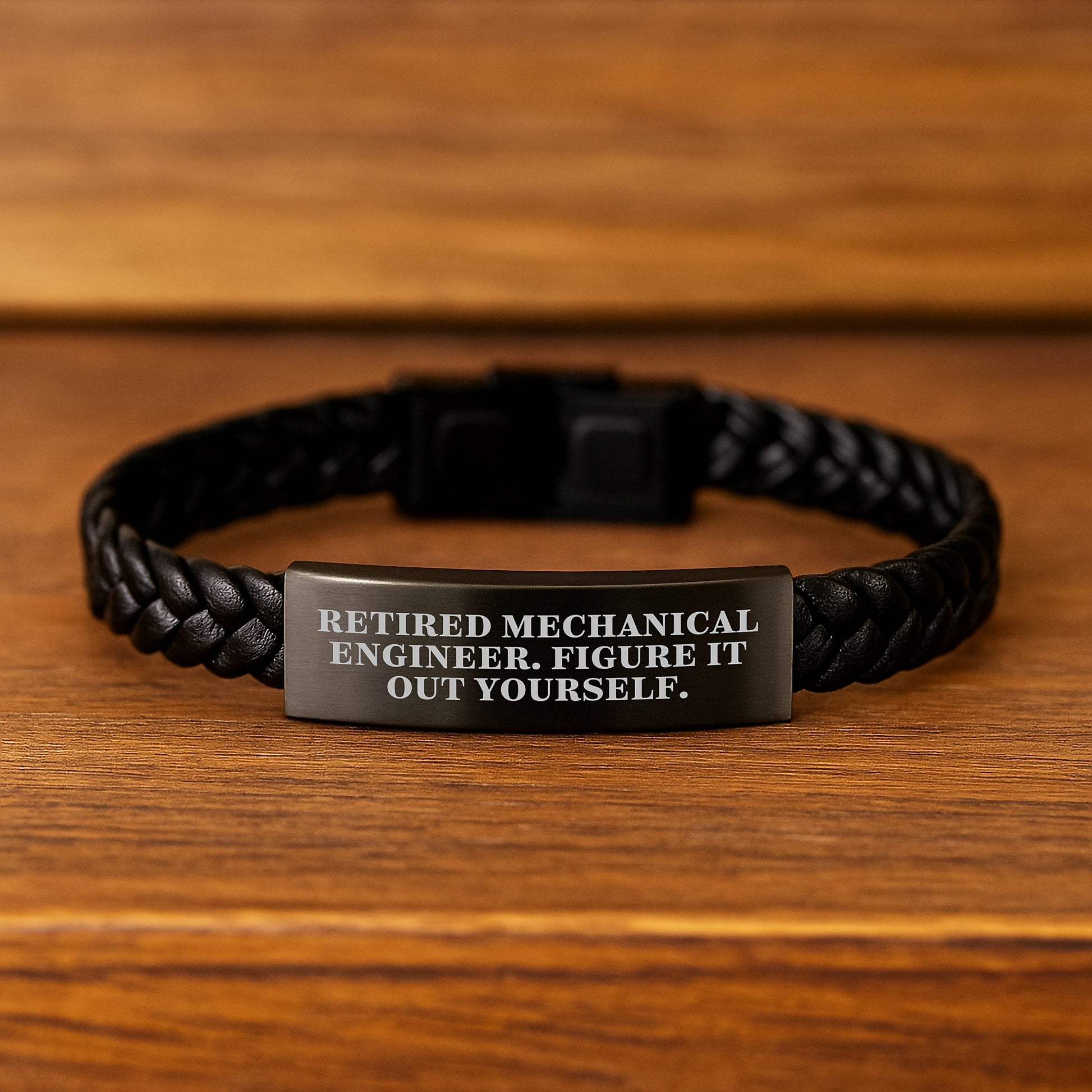 Mechanical Engineer Gifts from Friends, Funny Quote 'Figure It Out Yourself' Interlaced Leather Bracelet for Graduation, Stainless Steel and PU Leather Combination - Image 2