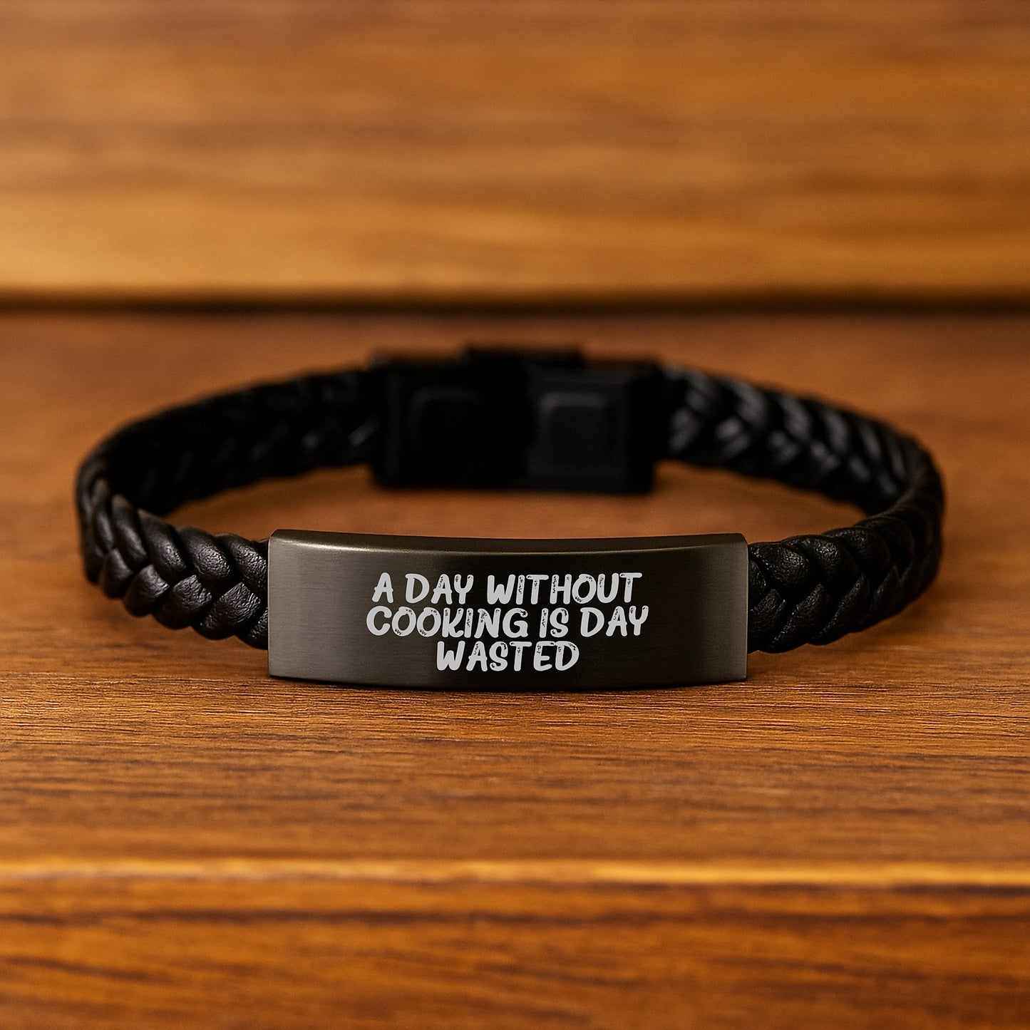 Cooking Enthusiast Gifts from Friends, Funny Quote Interlaced Leather Bracelet, Inspirational Cooking Accessories for Birthday, Leather Strap Stainless Steel, Gifts for Women Men - Image 2