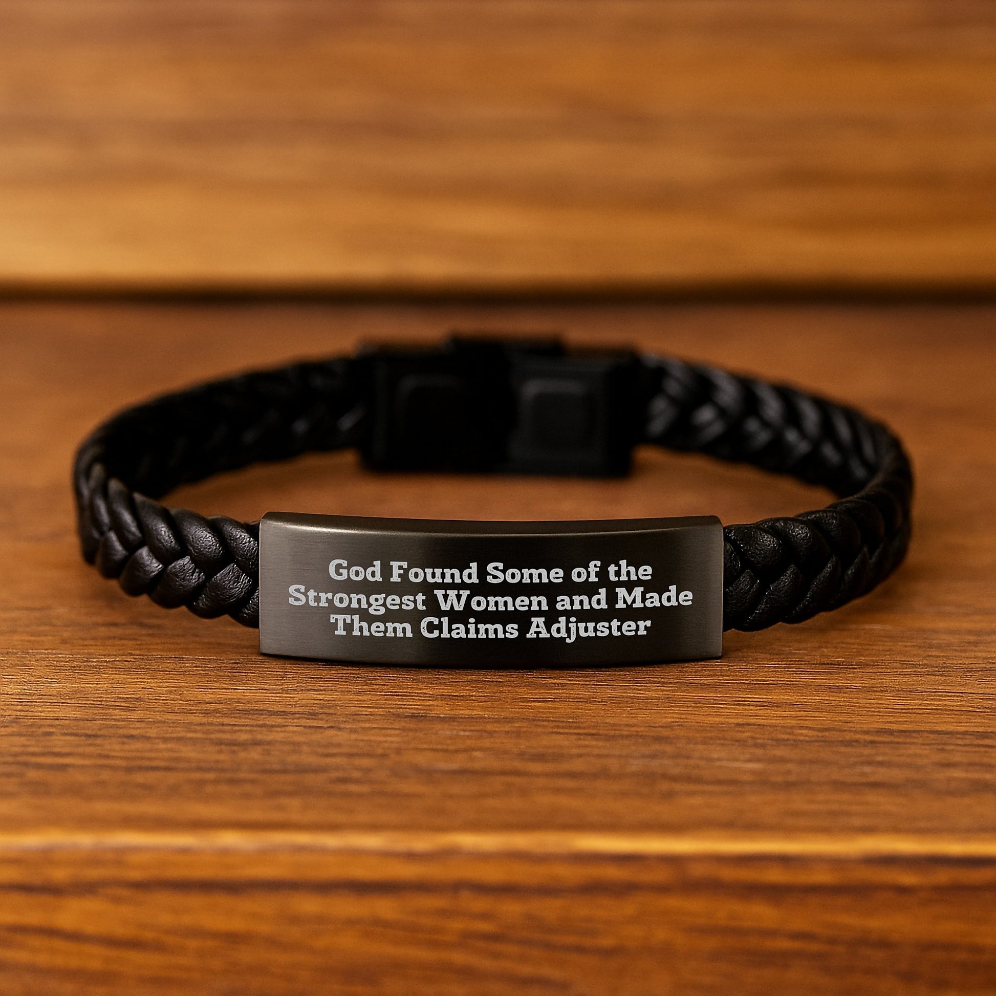 Funny Claims Adjuster Gifts from Friends for Graduation, Interlaced Leather Bracelet with Strong Women Quote, 'God Found Some Of The Strongest Women And Made Them Claims Adjuster' - Image 2