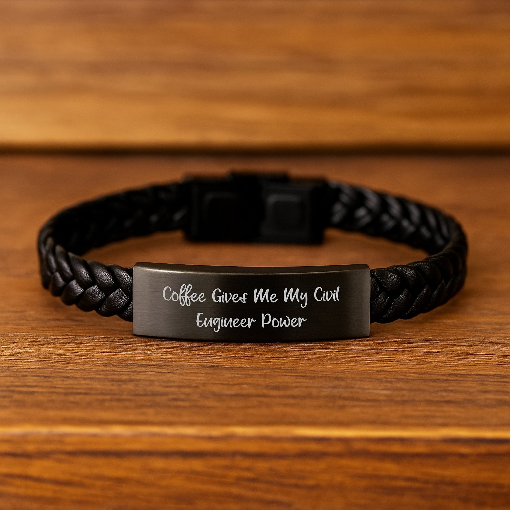 Civil Engineer Power Wristwear, Interlaced Leather Bracelet Gifts for Men, from Family, Friends, Coworkers, Graduation Unique Presents - Image 2