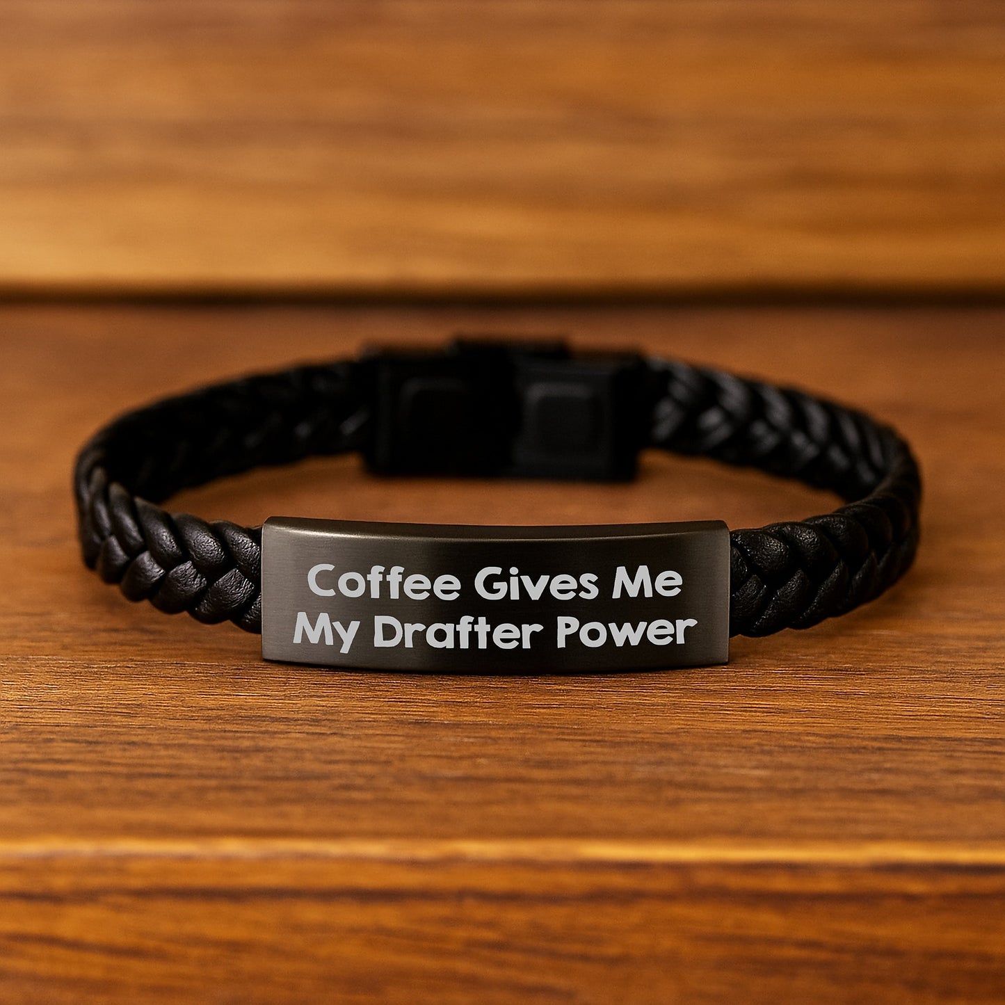 Drafter Power Gifts for Men, Funny Coffee Quote Interlaced Leather Bracelet, Unique Graduation Presents from Friends to Family - Image 2