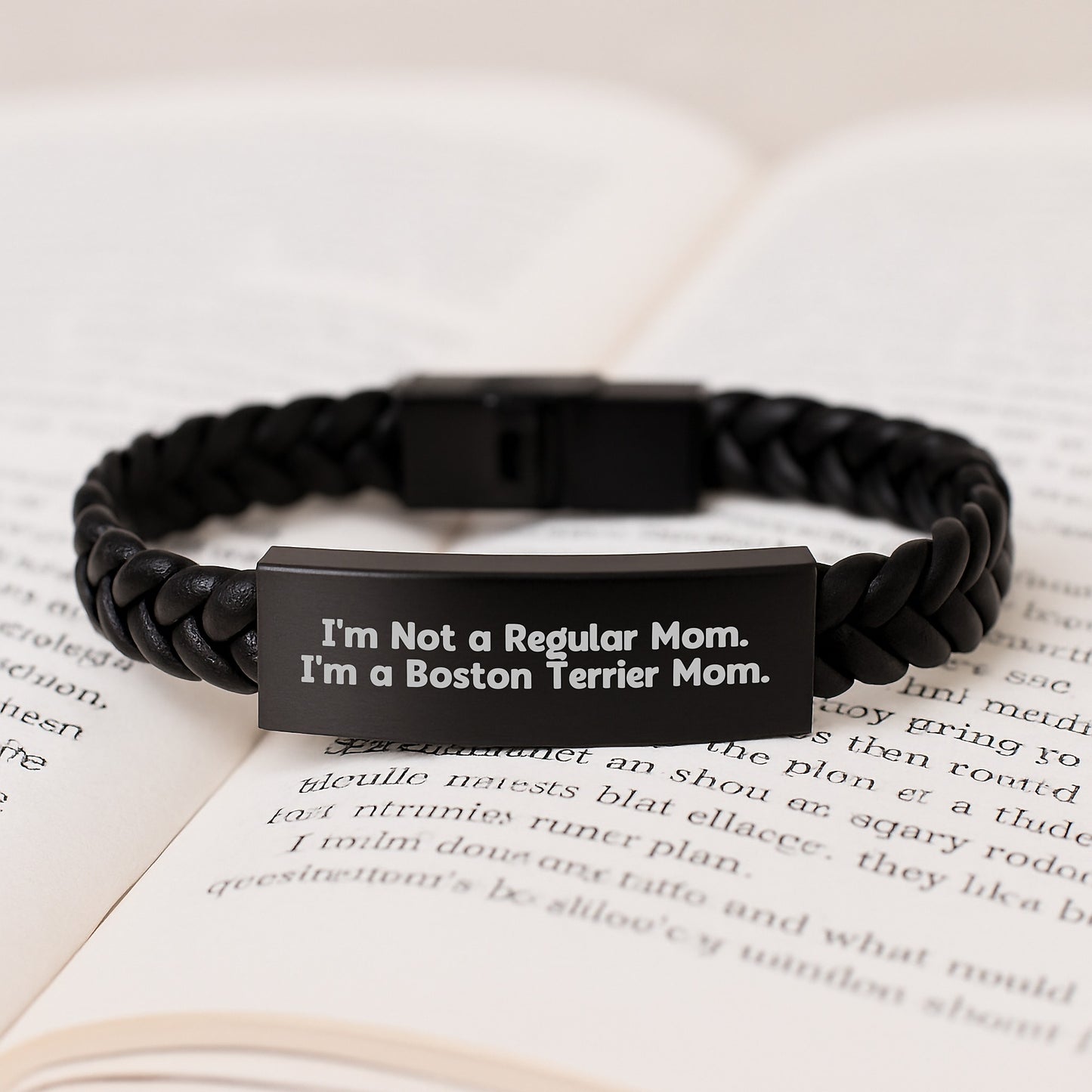 Boston Terrier Dog Mom Gifts, Interlaced Leather Bracelet, Funny Quote, Graduation Unique Gifts from Men to Friends - Image 3