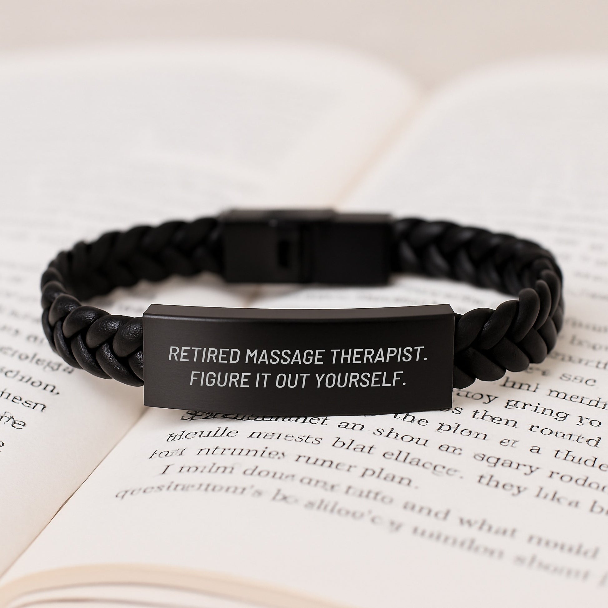 Massage Therapist Gift with Attitude Interlaced Leather Cuff Unique Graduation Gifts for Massage Therapist Friends with Funny Quote 'Figure It Out Yourself' as Inspirational Support from Loved Ones - Image 3