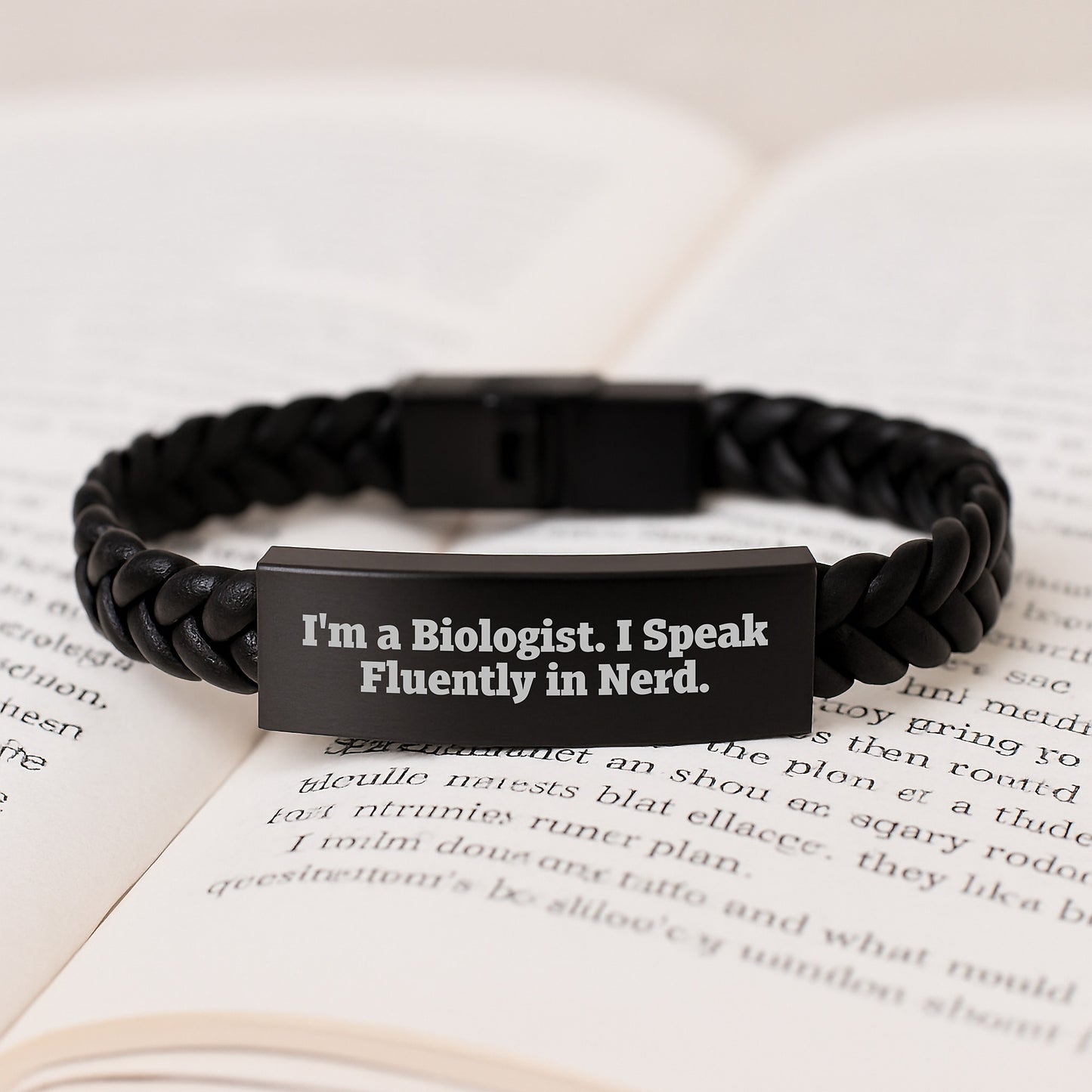 Funny Biologist Gifts, Interlaced Leather Bracelet for Men and Women, 'I'm A Biologist. I Speak Fluently In genius.' Quote, Birthday Unique Gifts from Friends, Coworkers, Family - Image 3