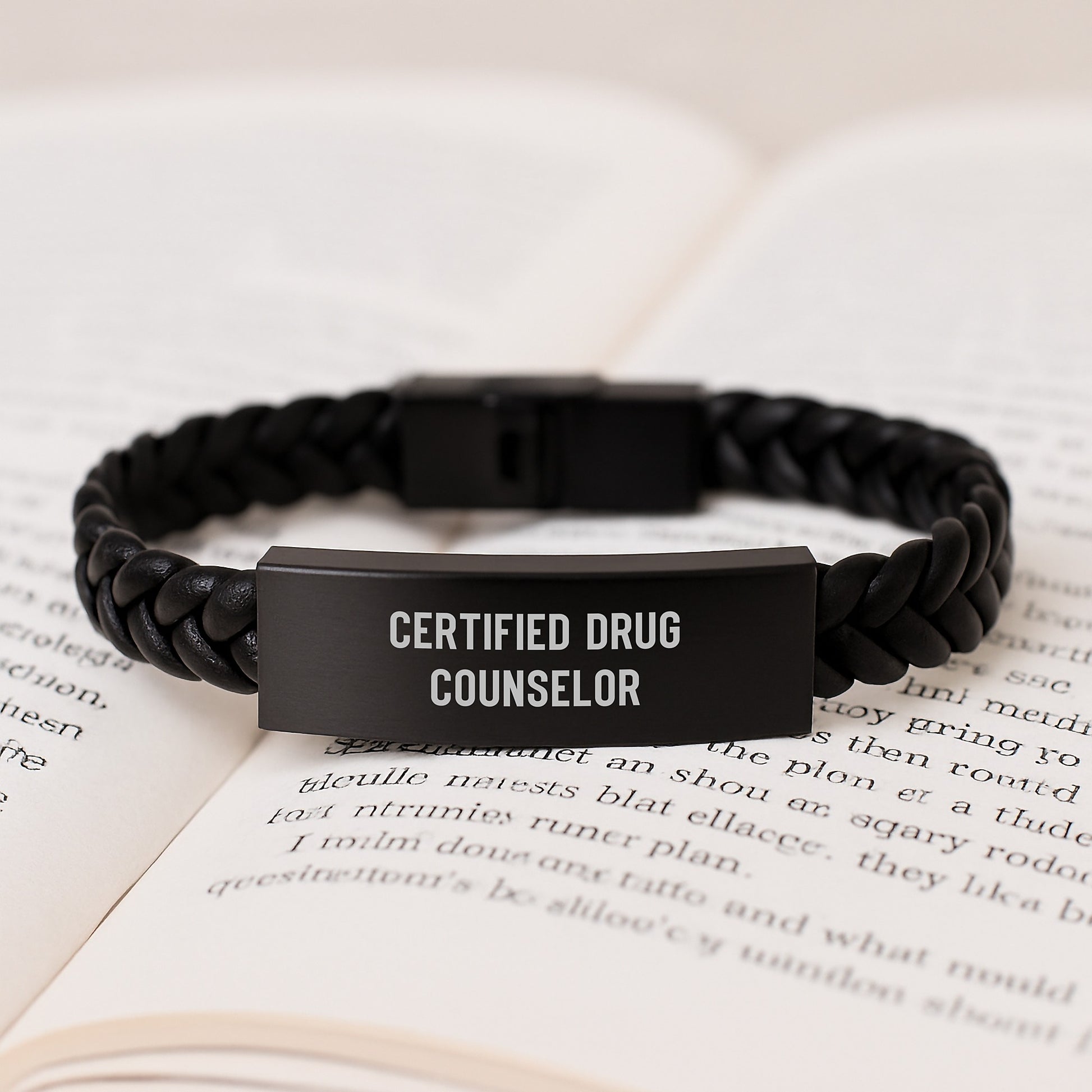 Funny Certified Drug Counselor Gifts from Friends for Birthday - Interlaced Leather Bracelet - Image 3