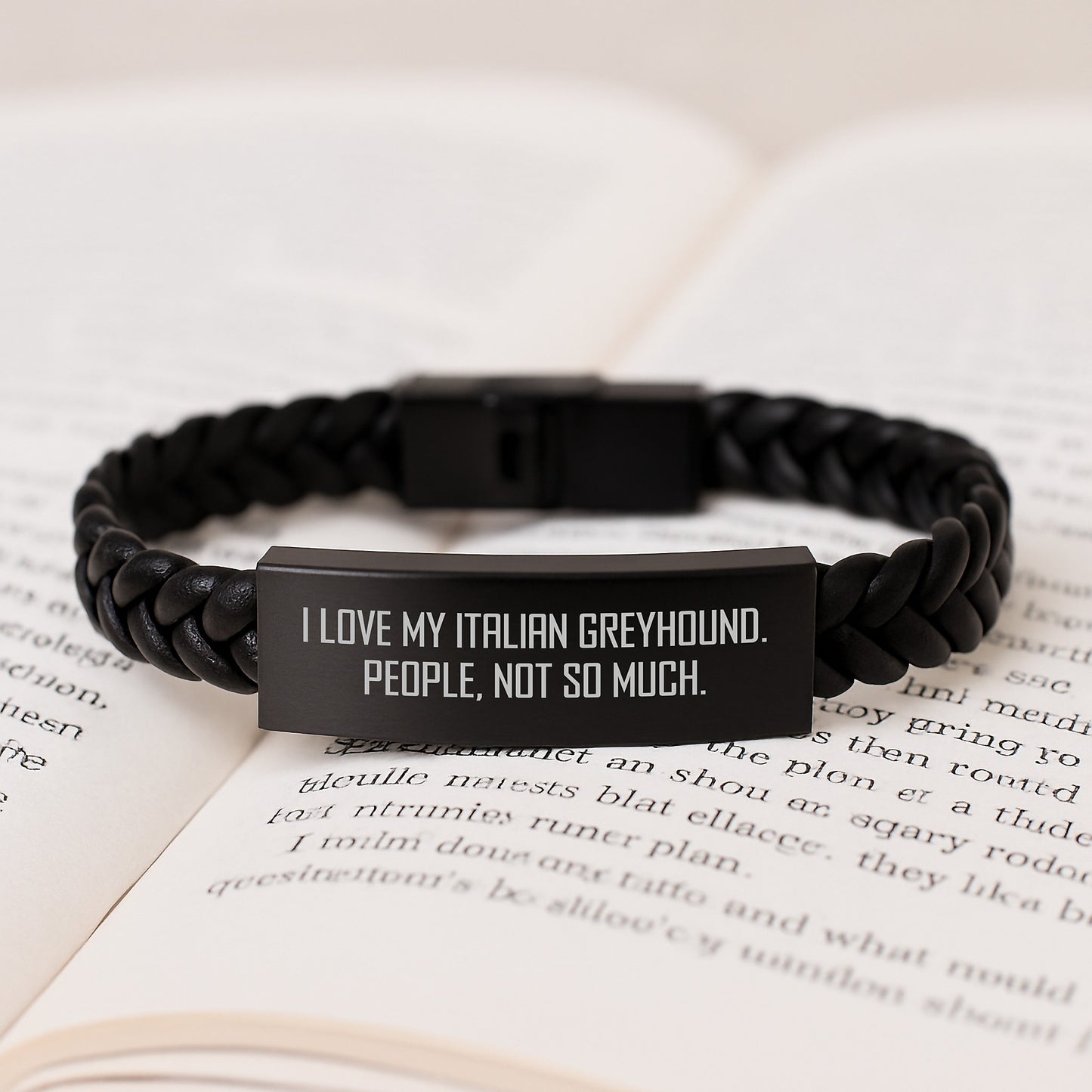 Italian Greyhound Dog Lovers Gifts for Her from Friends on Graduation Day - Interlaced Leather Bracelet, Funny Quote 'I Love My Italian Greyhound. People, Not So Much.' - Image 3