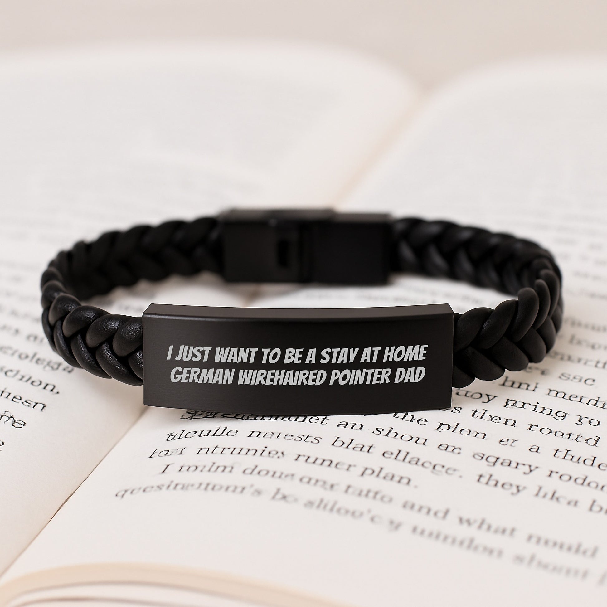 Funny German Wirehaired Pointer Dog Gifts for Men - I Just Want To Be A Stay At Home Dad - Interlaced Leather Bracelet - Birthday Unique Gifts from Family - Image 3