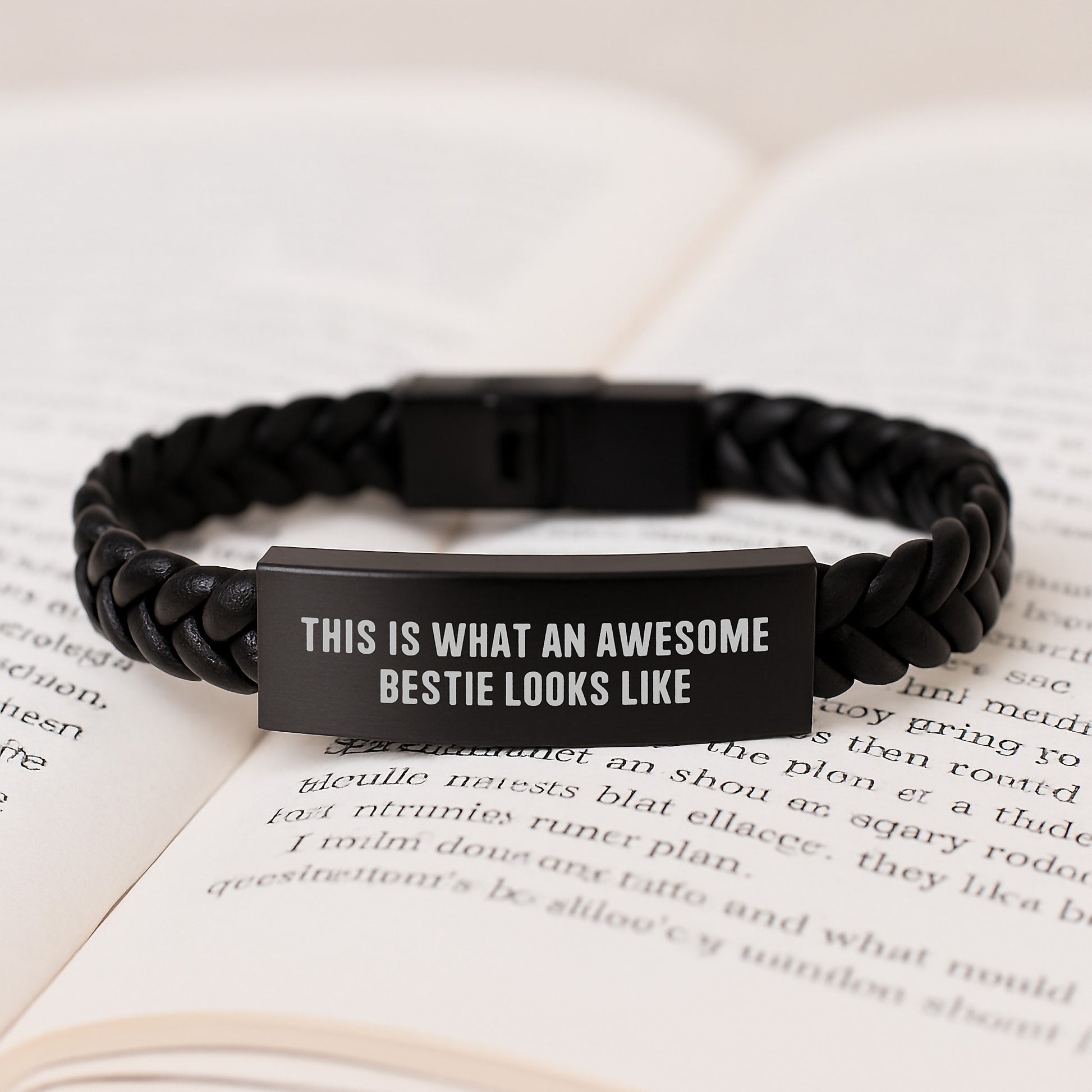 Funny Bestie Gifts for Her, Interlaced Leather Graduation Present from Friends, 'This Is What An Awesome Bestie Looks Like' Quote, Unique Woman's Accessories - Image 3