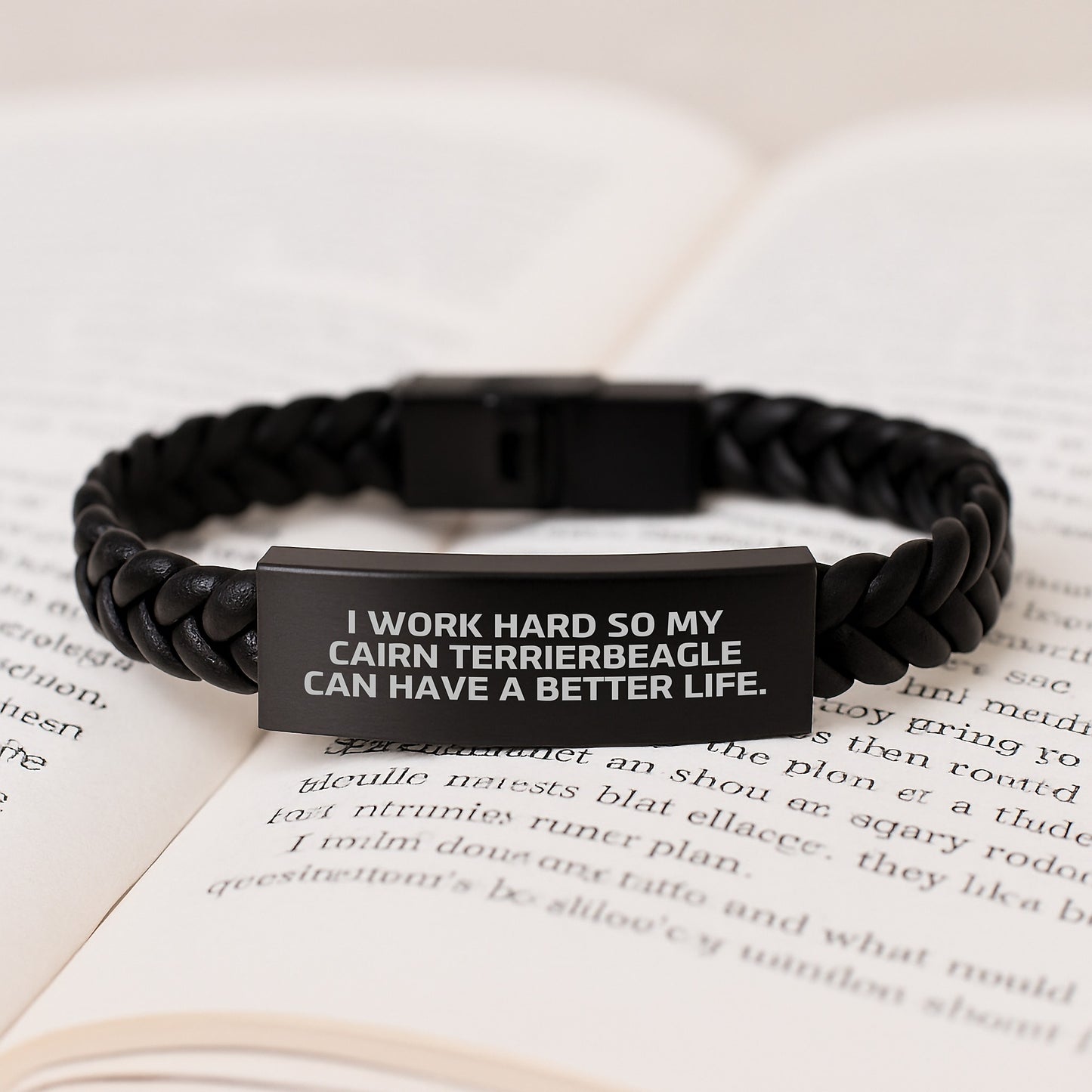 Cute Cairn Terrier Dog Gifts from Family, Inspirational Quote Interlaced Leather Birthday Unique Gifts for Men - Image 3