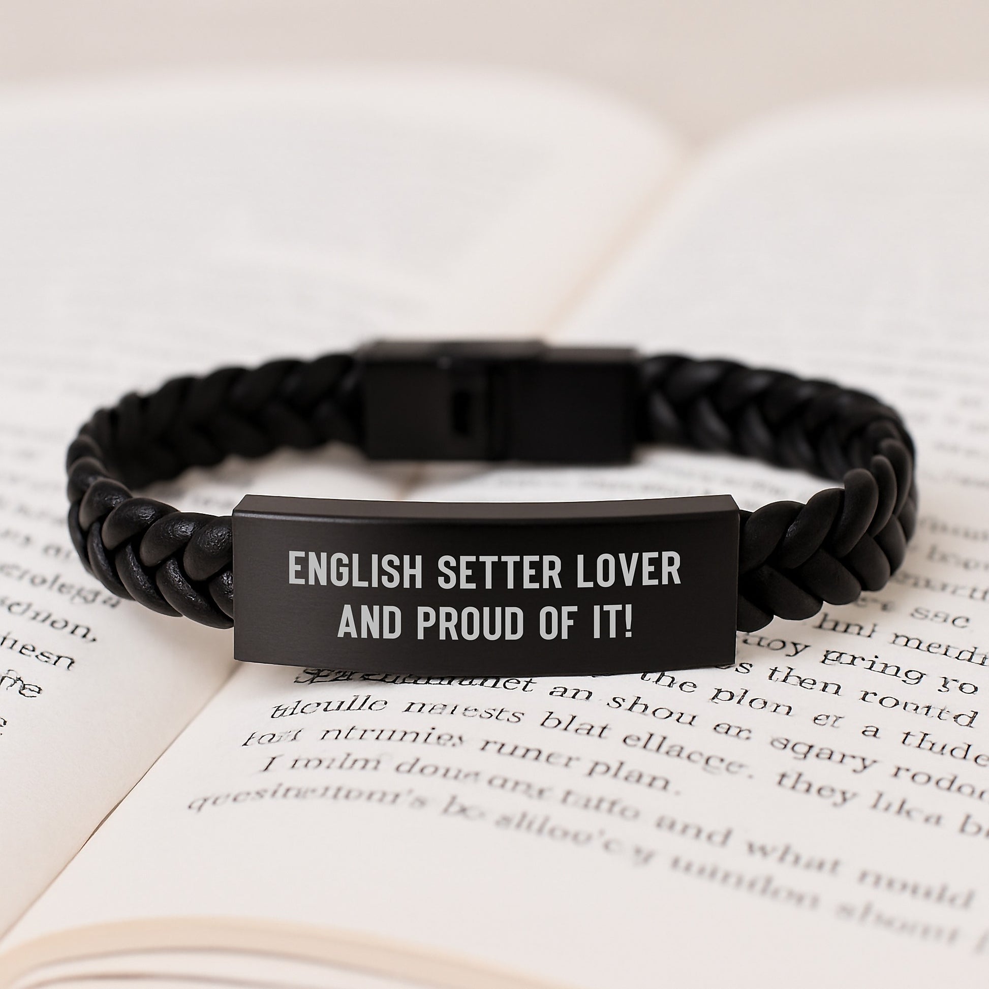 English Setter Dog Lovers Gifts from Friends Birthday Unique Interlaced Leather Bracelet Quote 'English Setter Lover And Proud Of It!' for English Setter Dog - Image 3