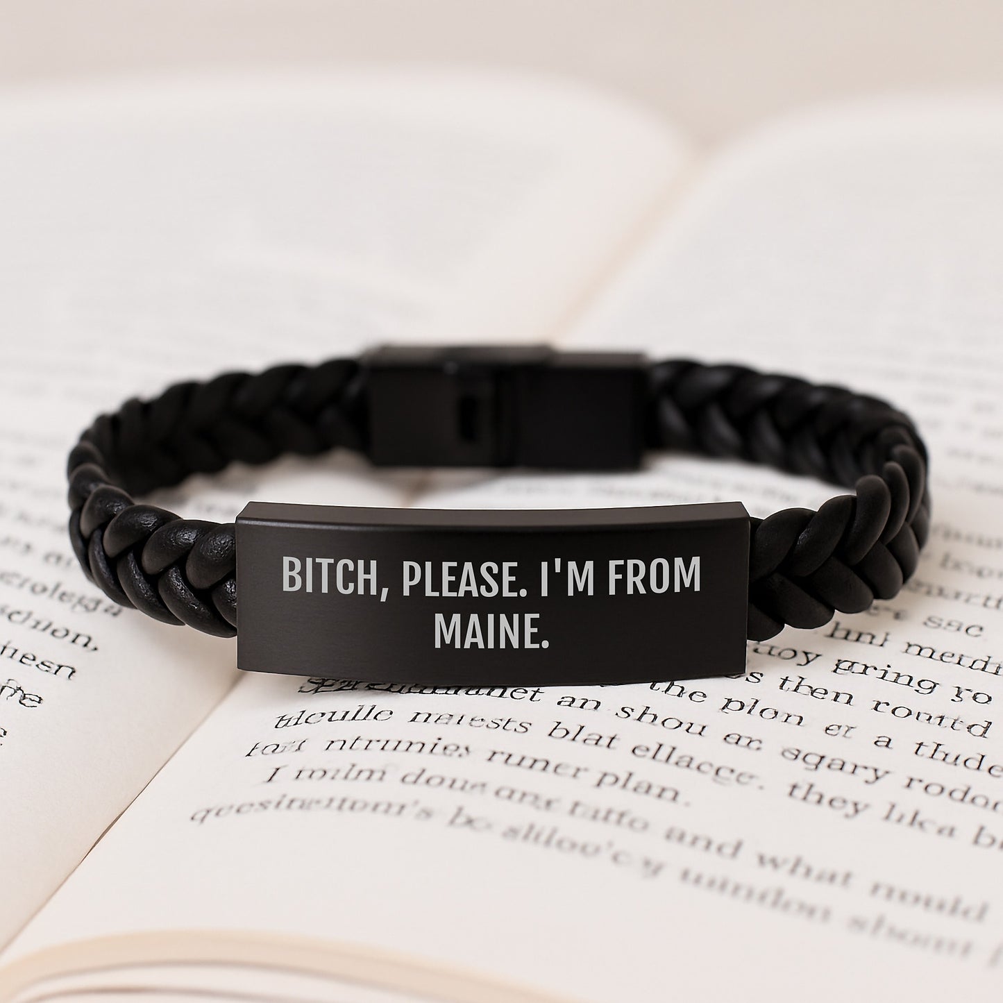 Maine Proud Interlaced Leather Bracelet, Funny Quote 'B-tch, Please. I'm From Maine.' for Birthday Unique Gifts from Friends to Family - Image 3