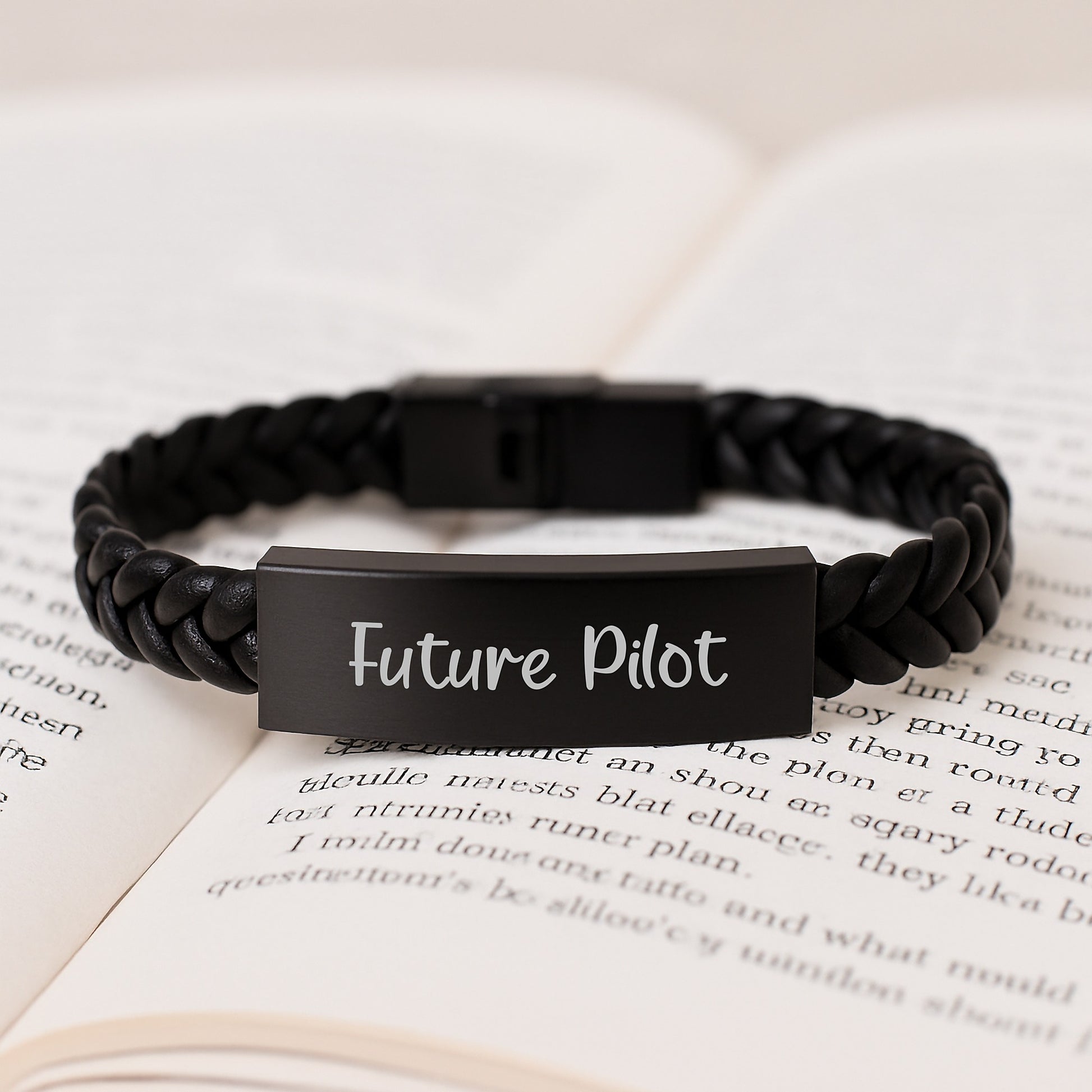 Future Pilot Inspirational Quote Interlaced Leather Bracelet Gifts for Men from Family Graduation Unique presents - Image 3