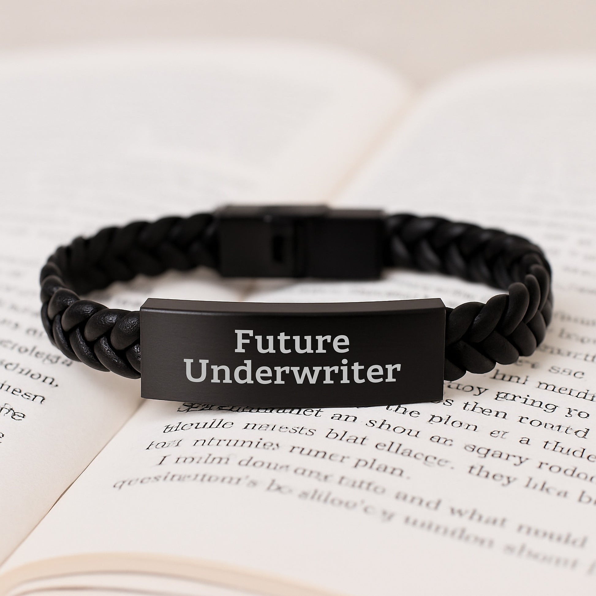 Underwriter Inspired Interlaced Leather Bracelet, Funny Quote Gifts for Future Underwriter, Unique Graduation Gifts from Friends, 7.87 inches, Stainless Steel and PU Leather - Image 3