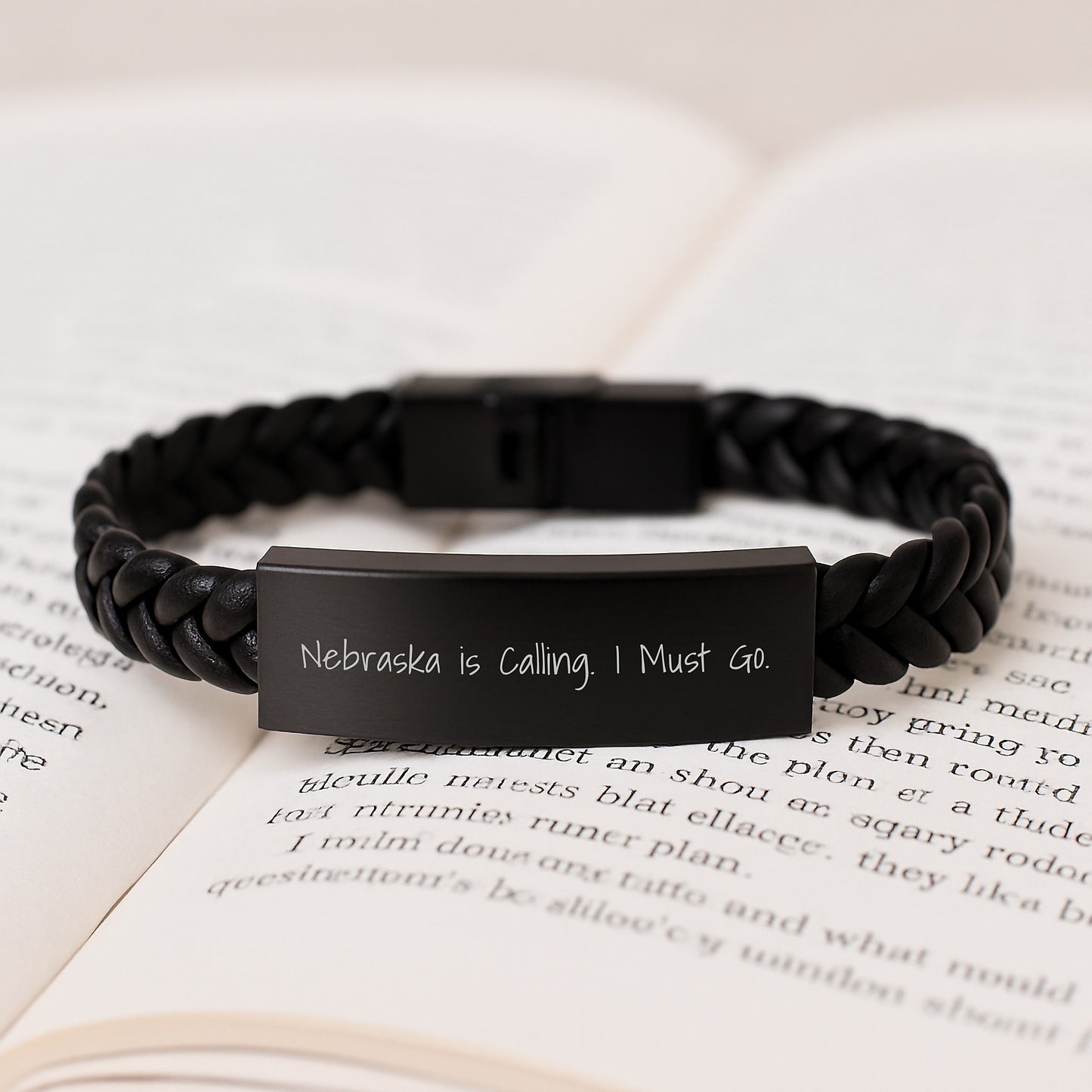 Nebraska Calling, Interlaced Leather Bracelet for Men, Funny Quote Gifts from Friends, Graduation Unique Gifts for Him, Her, Family, Coworkers - Image 3
