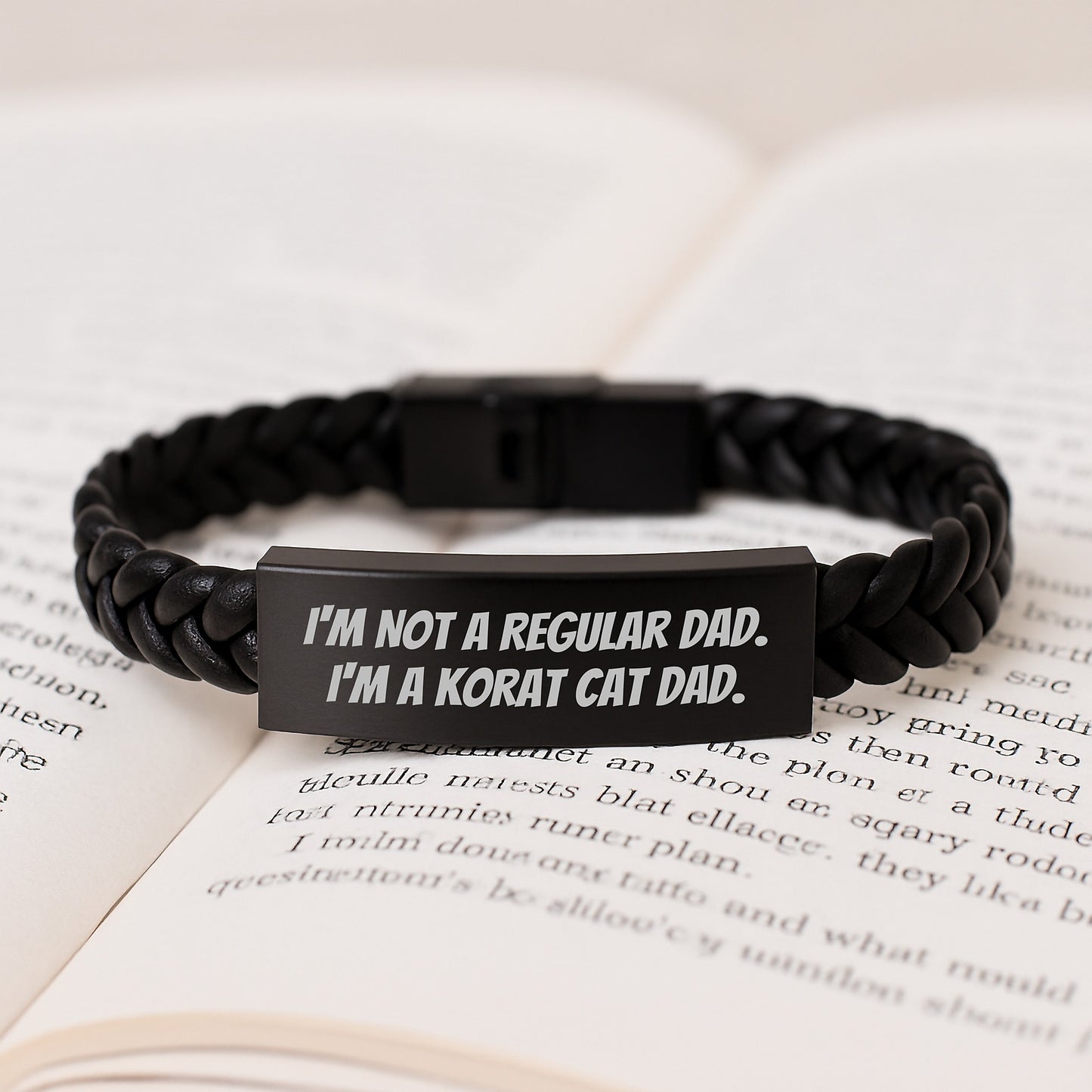 Korat Cat Dad Graduation Gift Unique Interlaced Leather Bracelet from Men to Korat Cat Lover - Funny Quote - Image 3