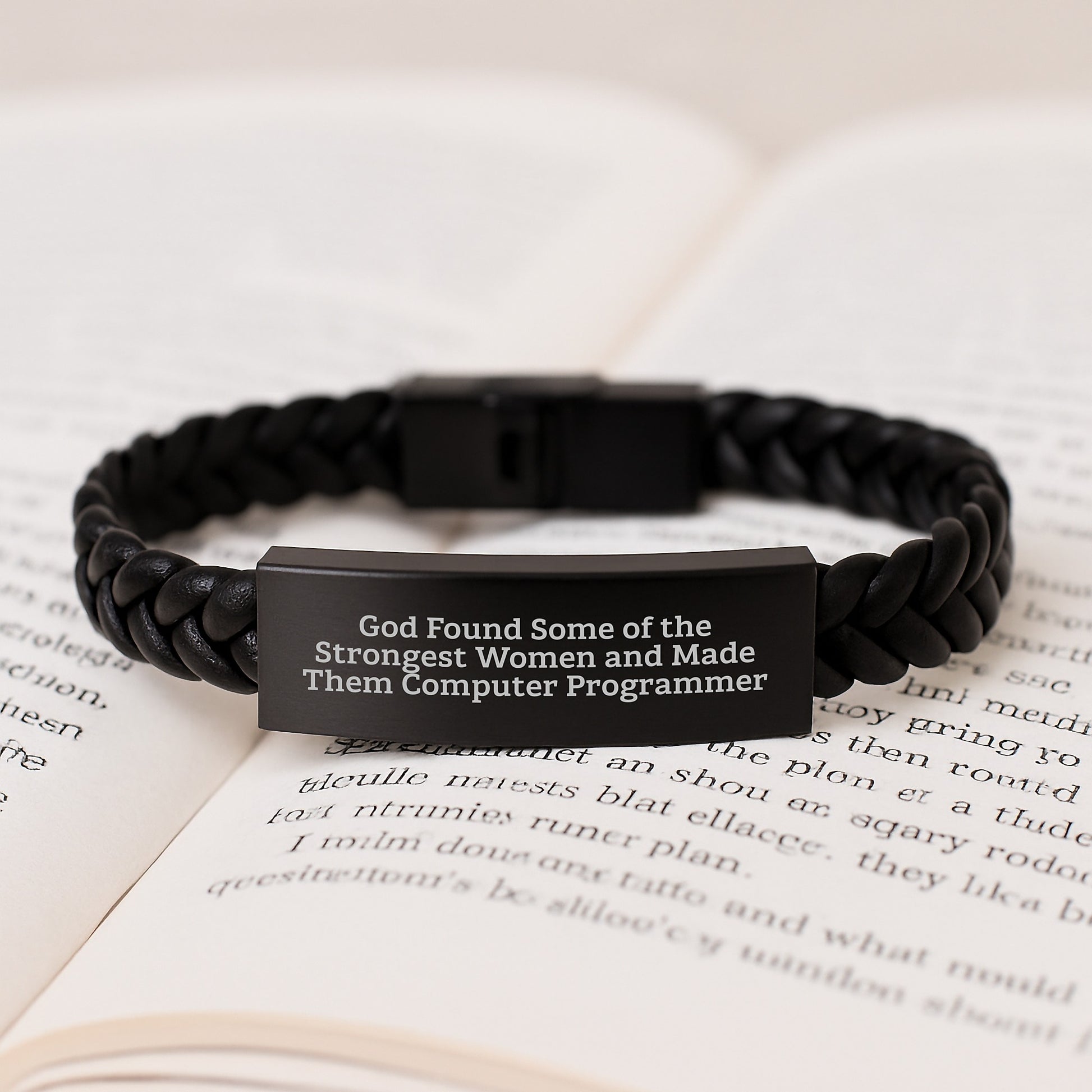 Funny Quote Computer Programmer Gifts, Interlaced Leather Bracelet for Men and Women, 'God Found Some Of The Strongest Women And Made Them Computer Programmer' Graduation Unique Gifts from Friends - Image 3