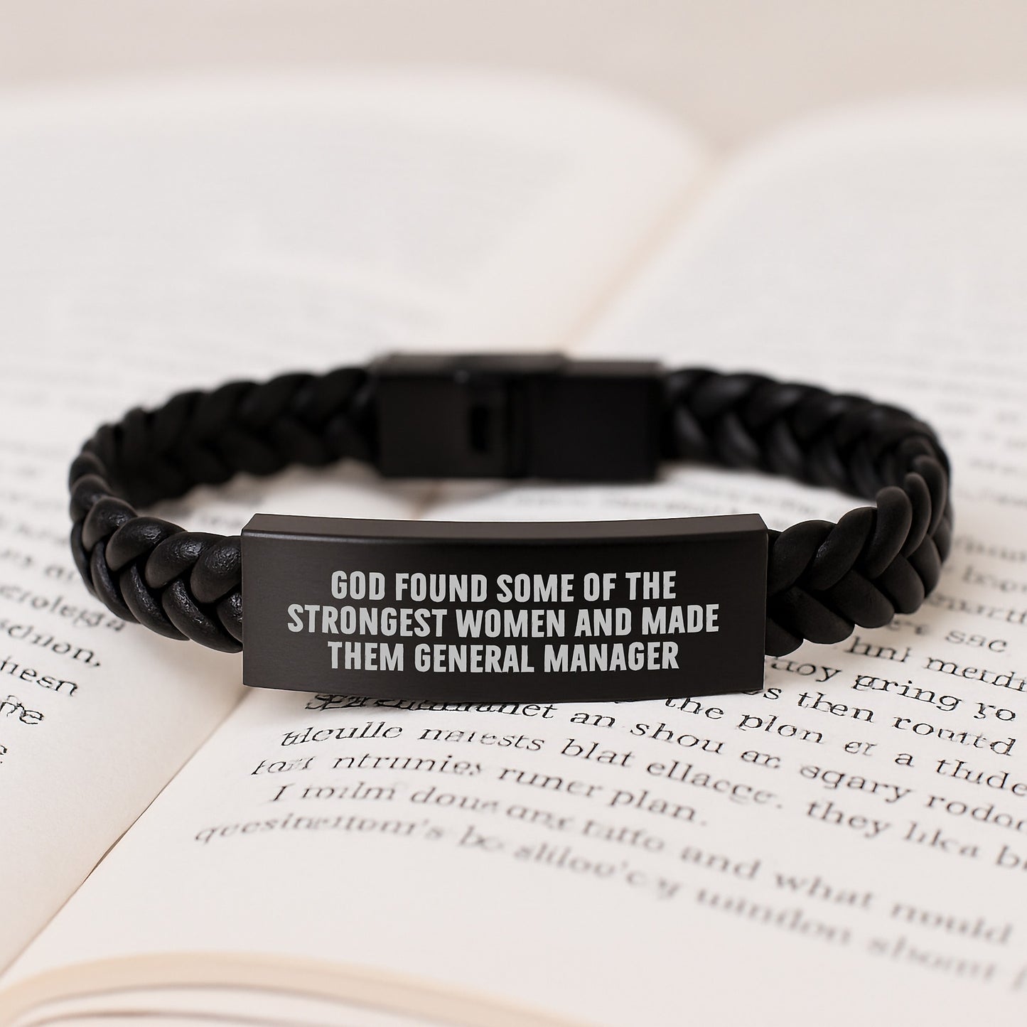 Funny Inspirational Gifts from Coworkers to General Manager 'God Found Some Of The Strongest Women And Made Them General Manager' Interlaced Leather Bracelet for Graduation Unique Gifts - Image 3