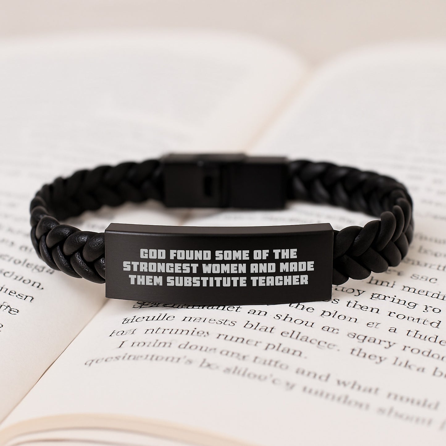 Funny Substitute Teacher Gifts for Women - Interlaced Leather Bracelet with Engraved Stainless Steel, 7.87 inches - Gifts from Friends for Graduation - Image 3