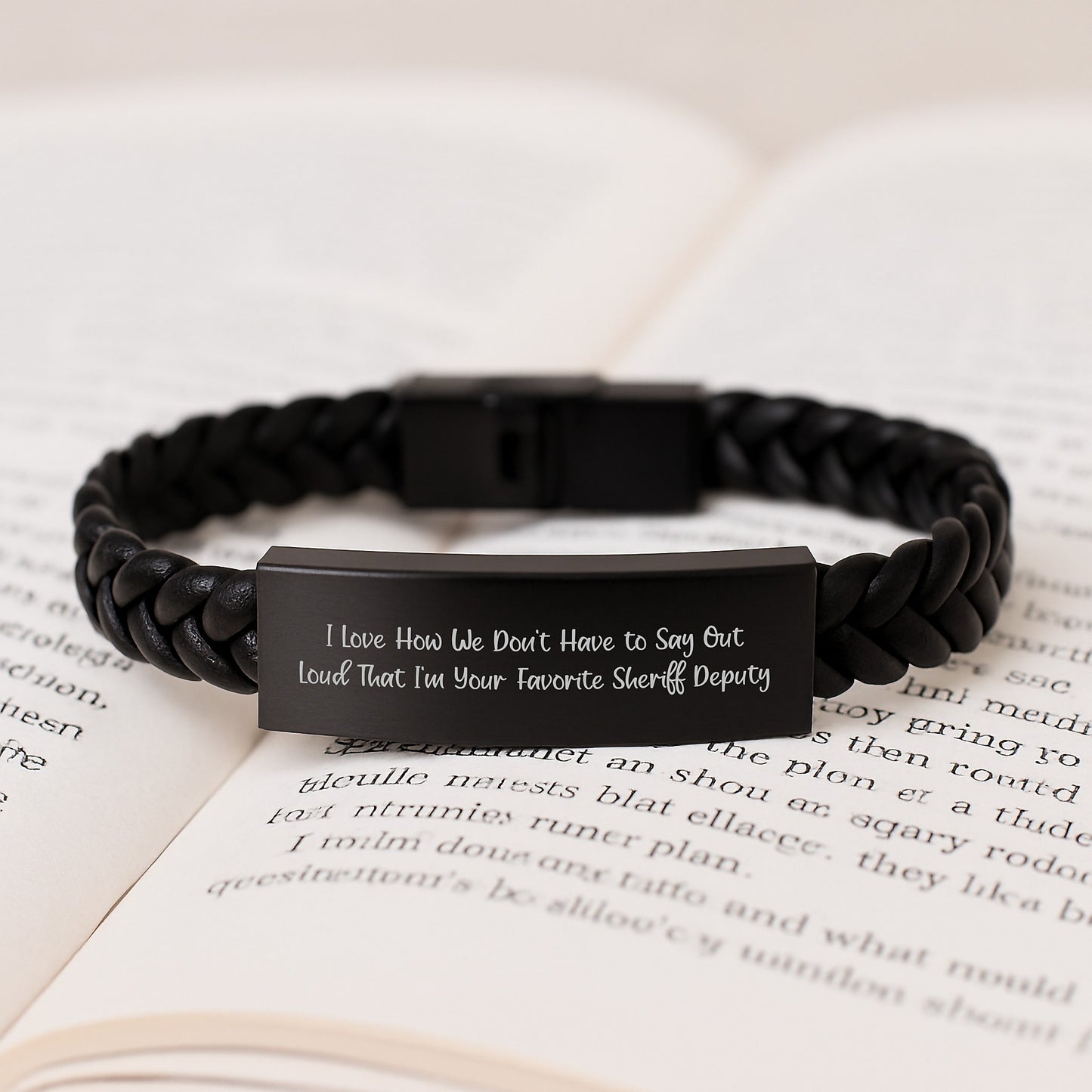 Sheriff Deputy Gifts from Men - I Love How We Don't Have To Say Out Loud That I'm Your Favorite Sheriff Deputy Interlaced Leather Bracelet for Sheriff Deputy Graduation Unique Gifts - Image 3