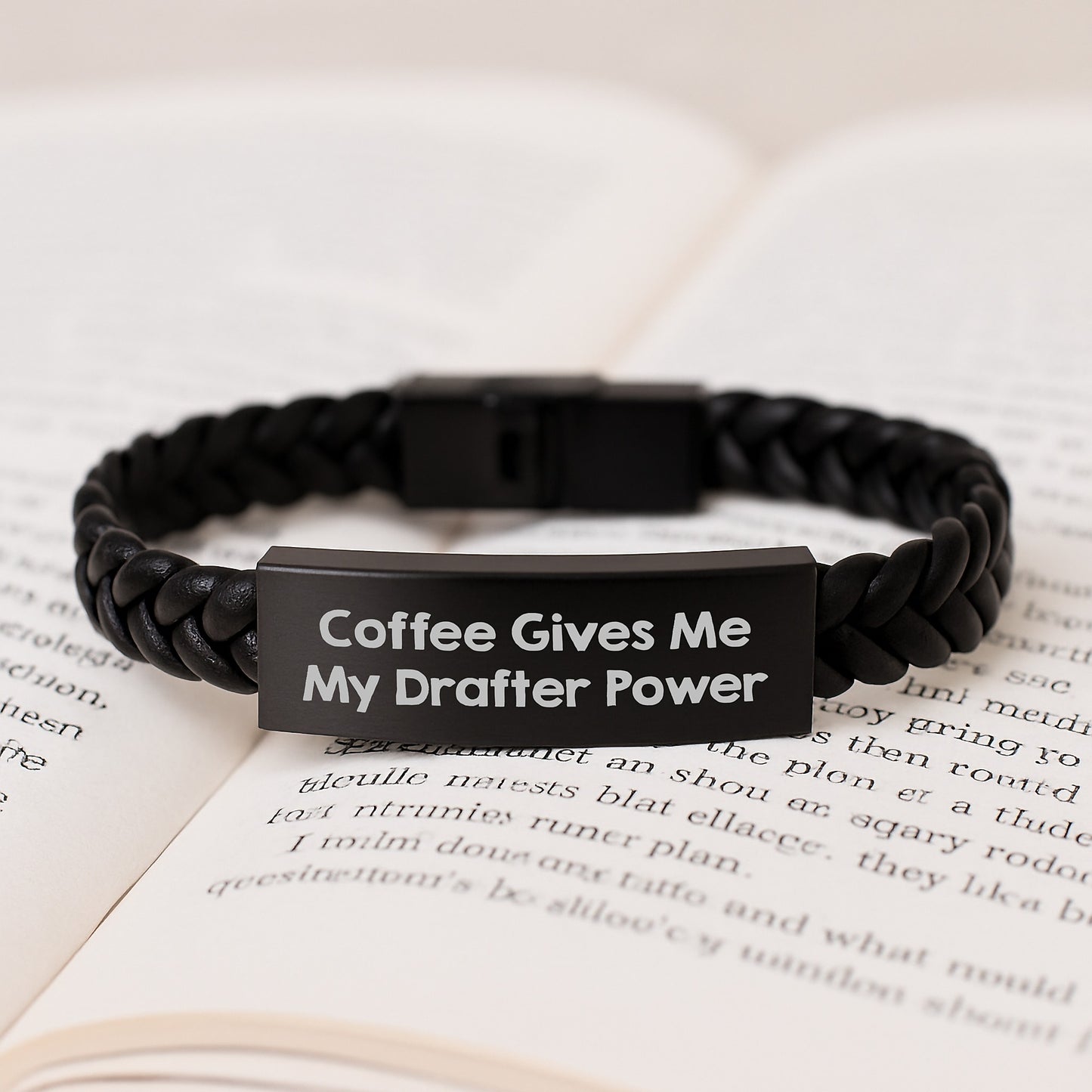 Drafter Power Gifts for Men, Funny Coffee Quote Interlaced Leather Bracelet, Unique Graduation Presents from Friends to Family - Image 3
