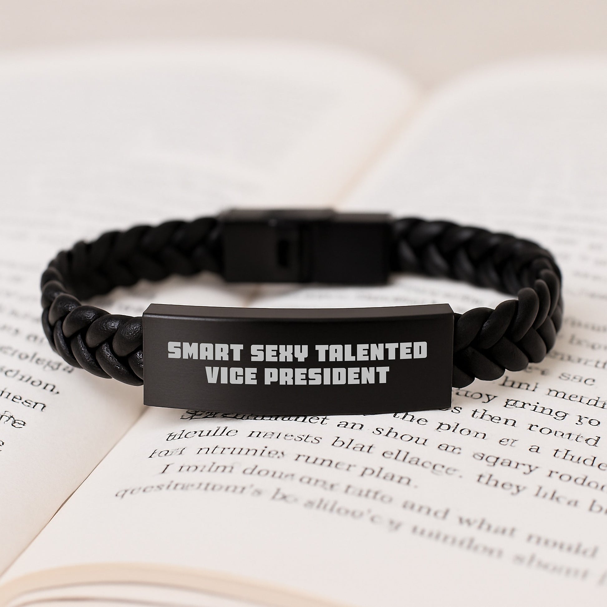 Funny Vice President Gifts, Smart Sexy Talented Interlaced Leather Bracelet for Graduation, 'Smart Sexy Talented Vice President' Quote, Gifts from Friends to Vice President - Image 3
